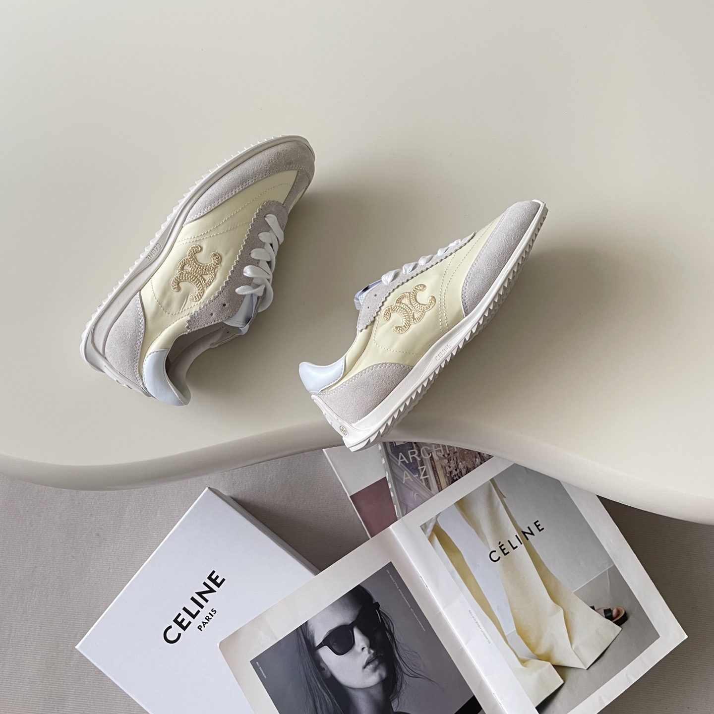 Celine Racer Trainer Sneaker Cream