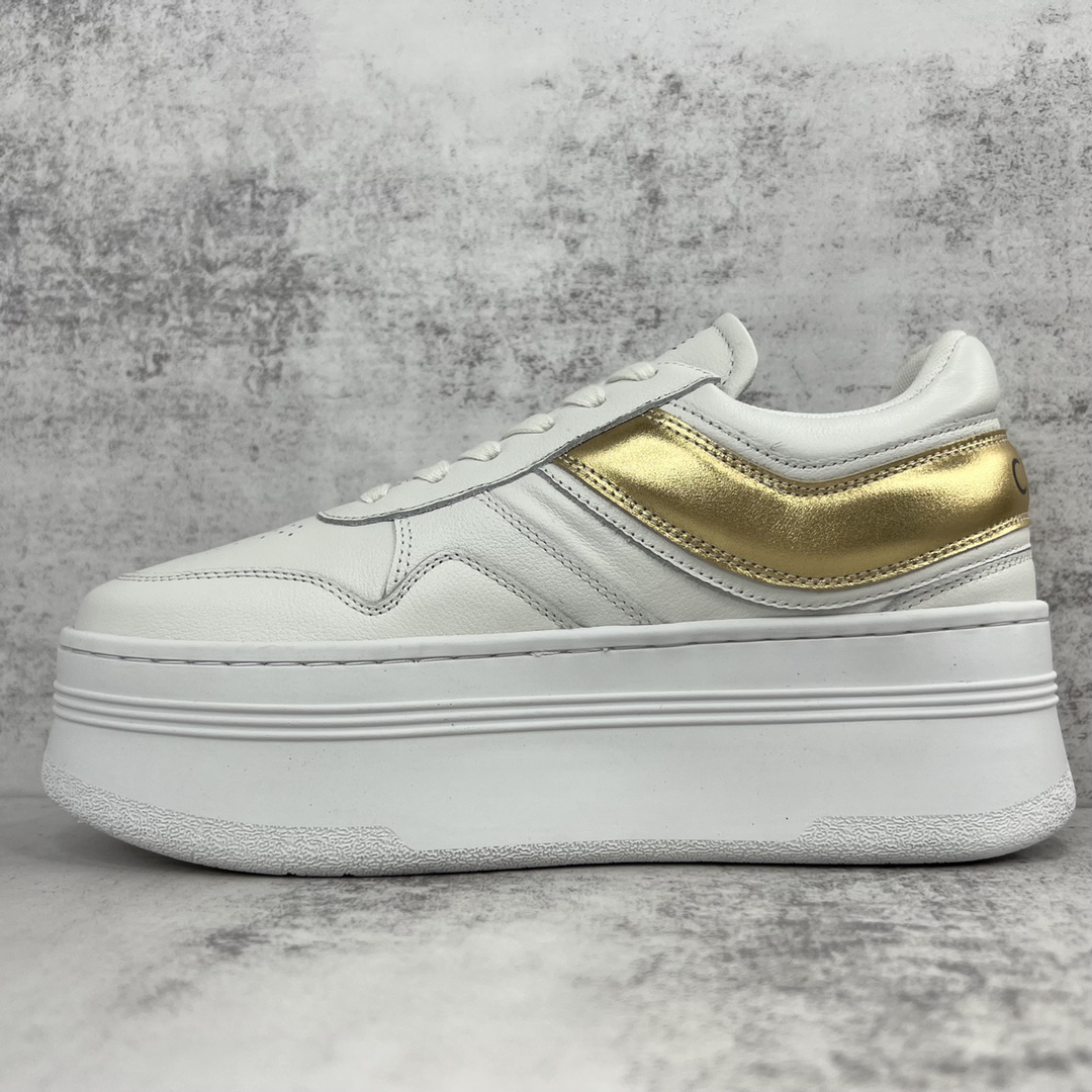Celine Triomphe Platform Sneakers White/Gold