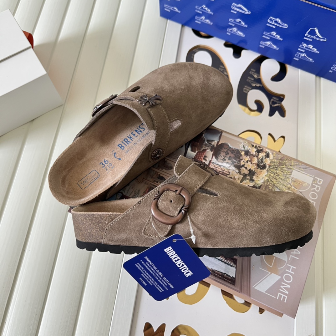 Birkenstock Suede Cross Clog Brown