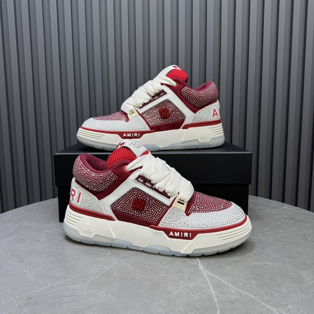 AMIRI Crystal Low-Top Sneakers Red/White