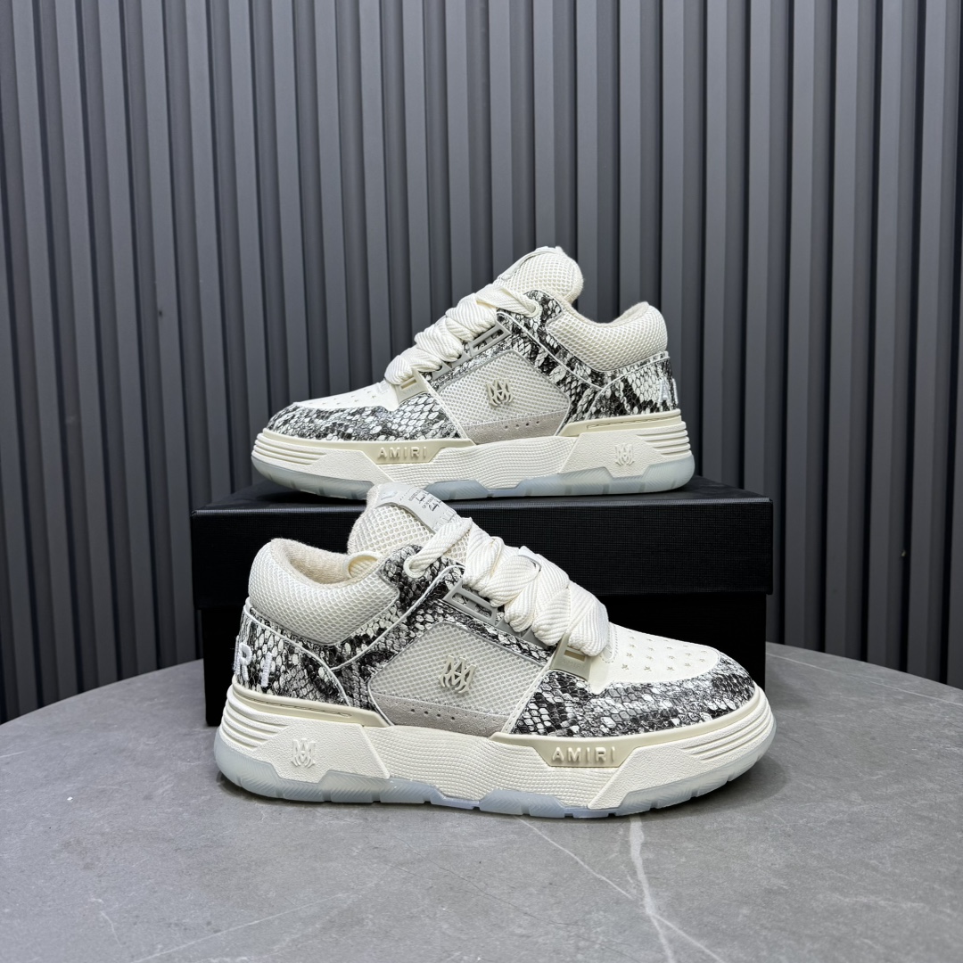 Amiri Snake-Print Low Sneakers White/Grey