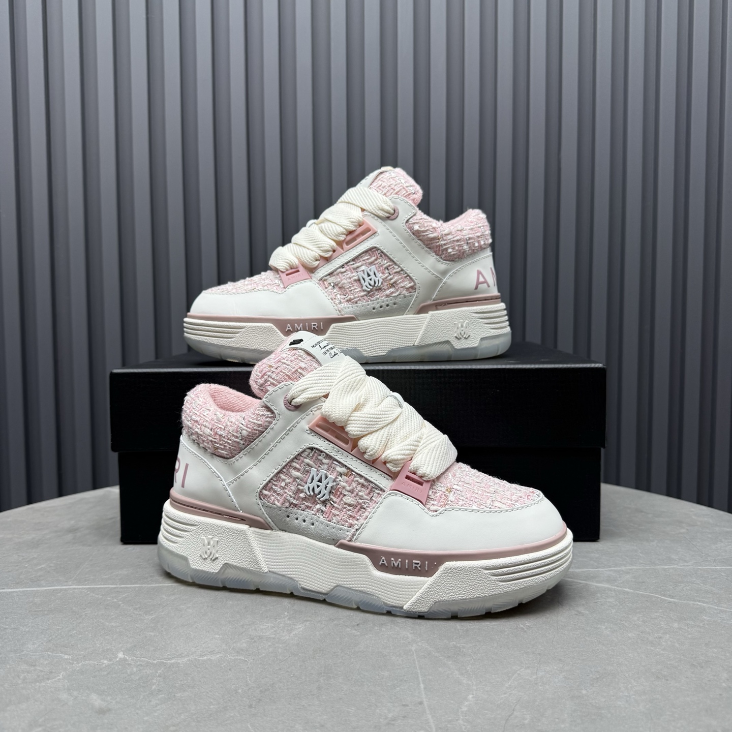 AMIRI Tweed Low-Top Sneakers Pink
