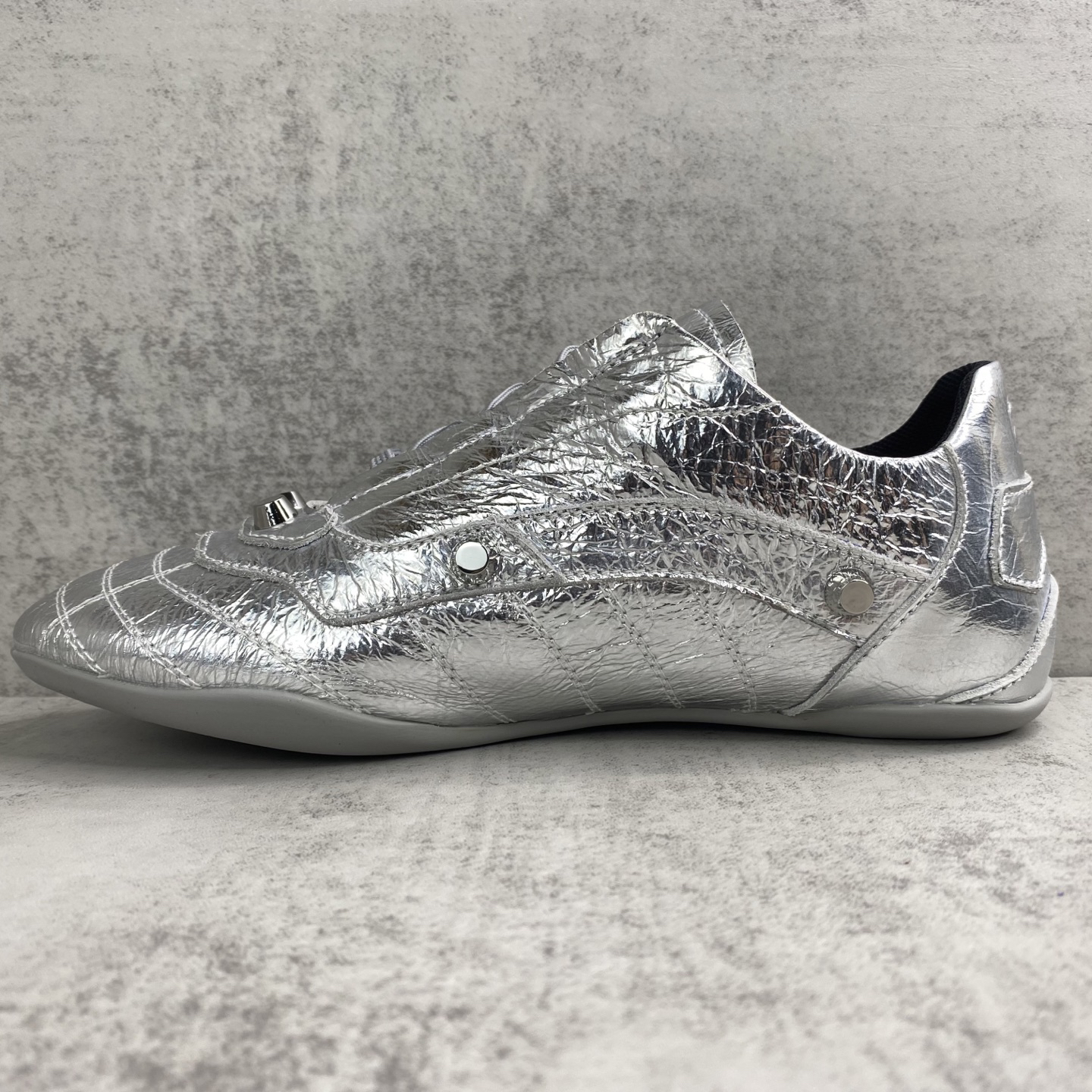 Balenciaga Punk Stud Lace-Up Shoes Silver
