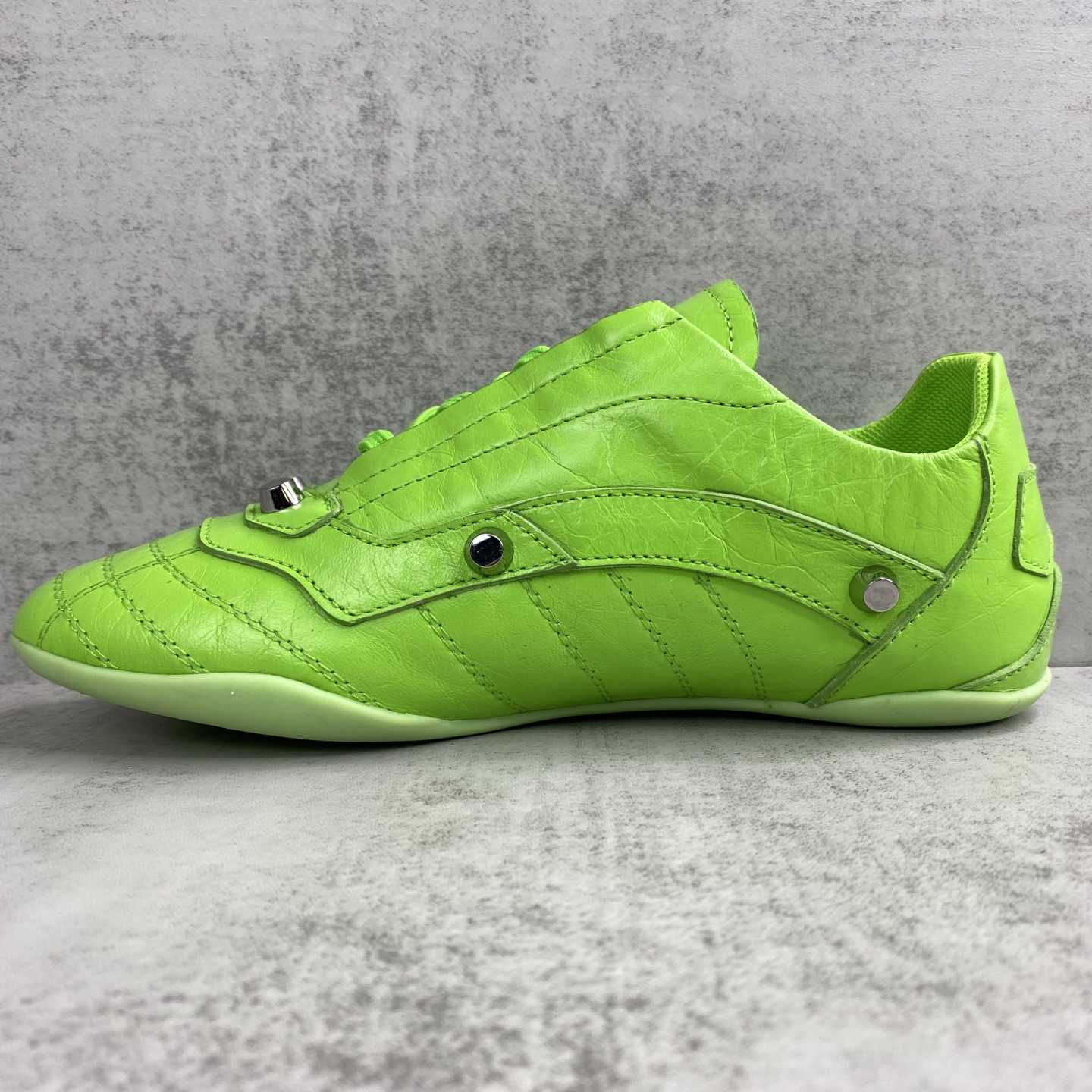 Balenciaga Punk Stud Lace-Up Shoes Neon Green