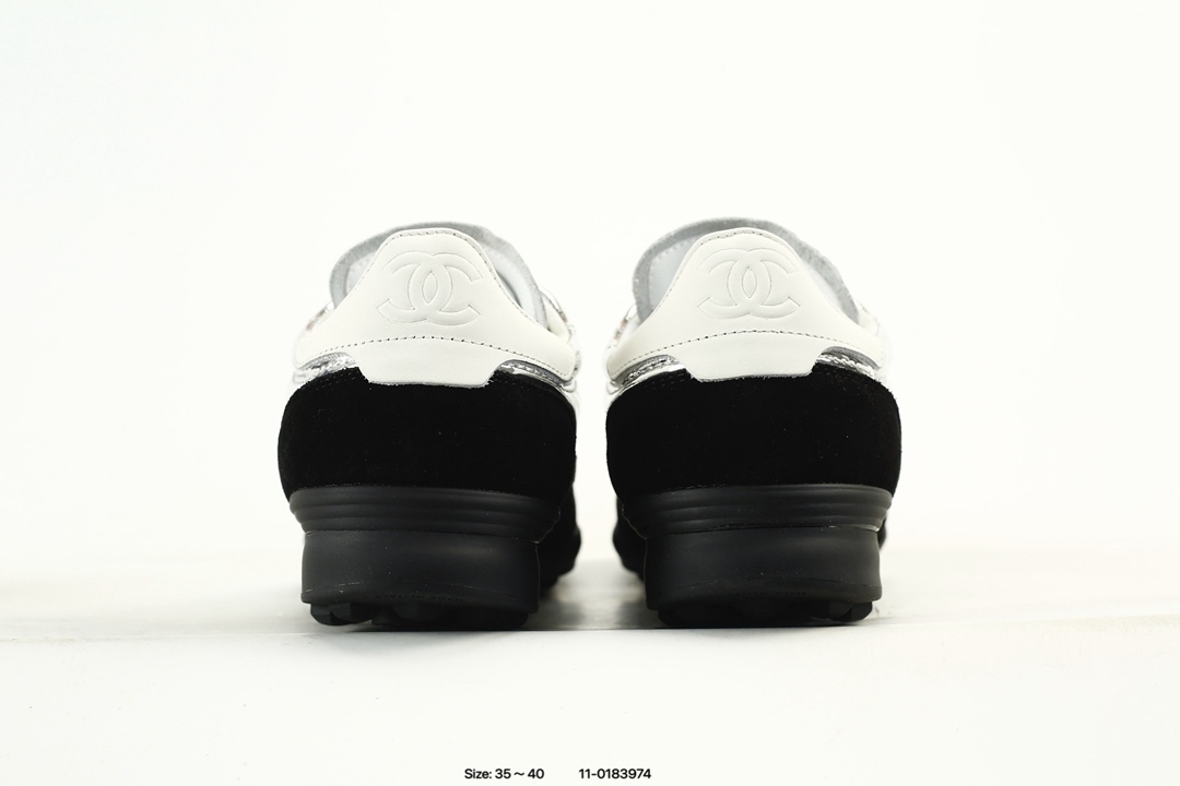 Chanel Quilted Low-Top Sneakers Silver/Black