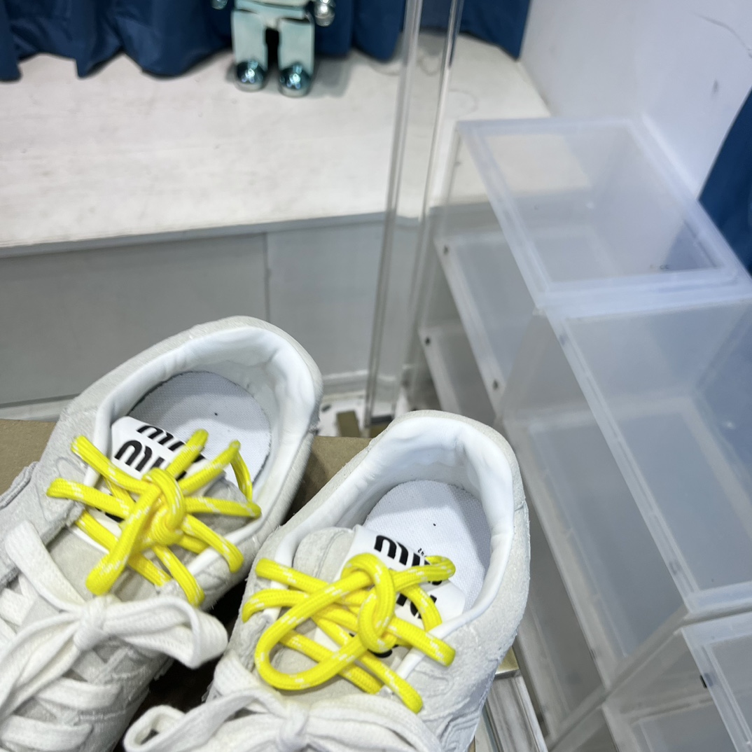 Miu Miu x New Balance 530 Suede Sneakers White/Yellow