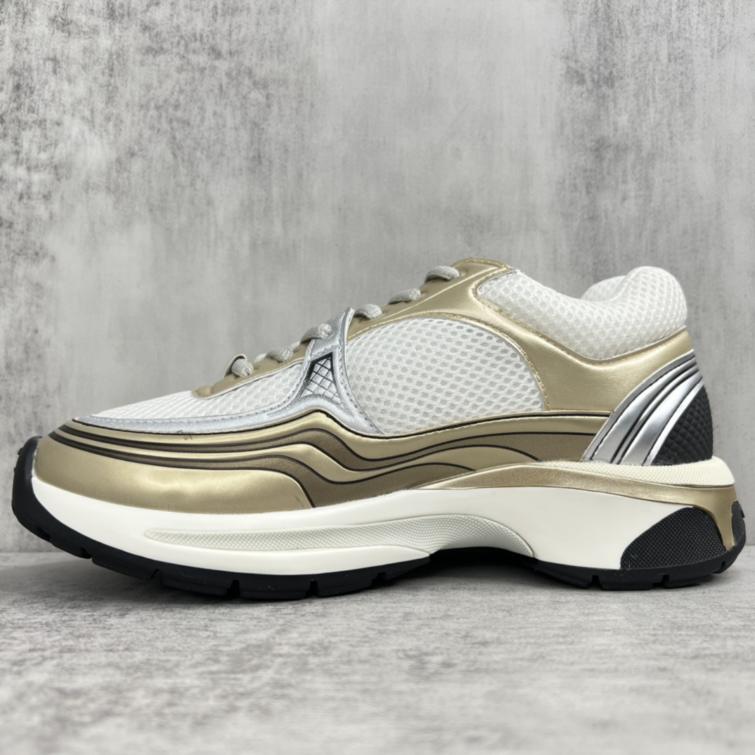 Chanel Mesh Panel Sneakers Gold