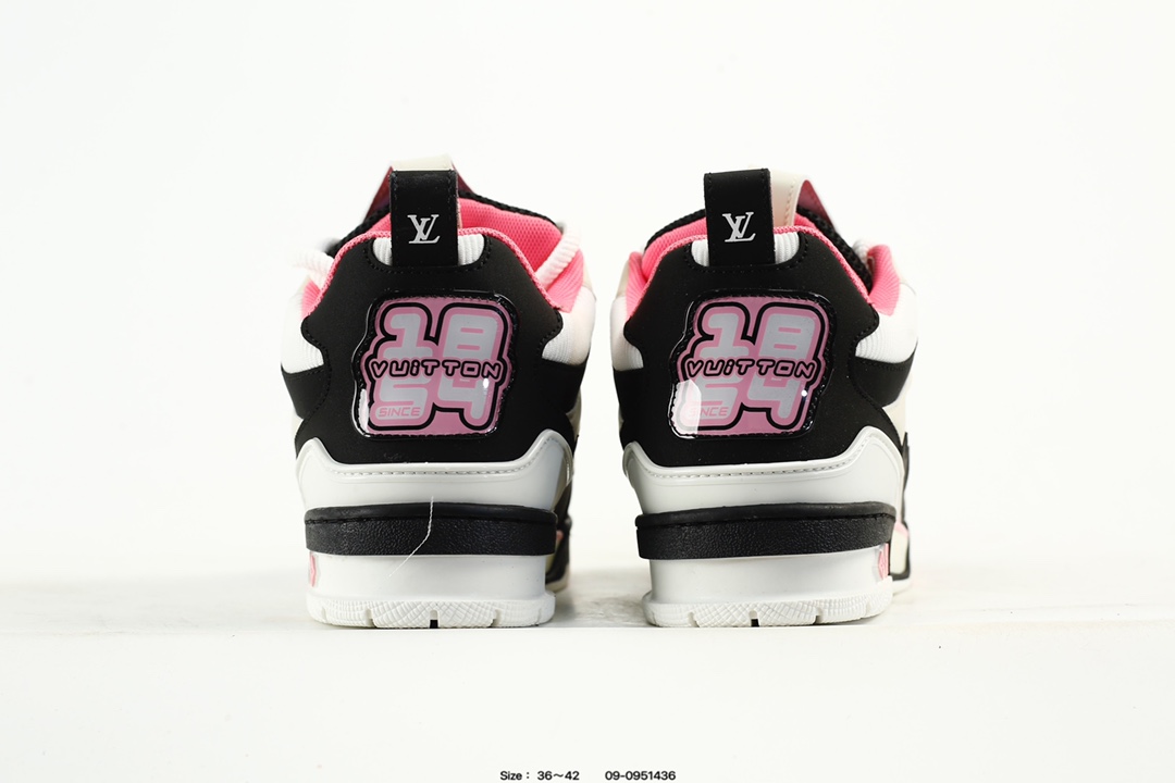 Louis Vuitton Trainer Low Sneakers Black White Pink