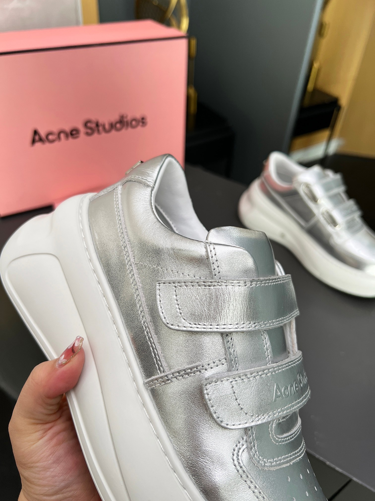 Acne Studios Velcro Platform Sneakers Silver