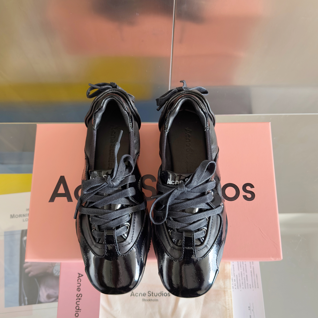 Acne Studios Lace-Up Ballet Sneakers Black