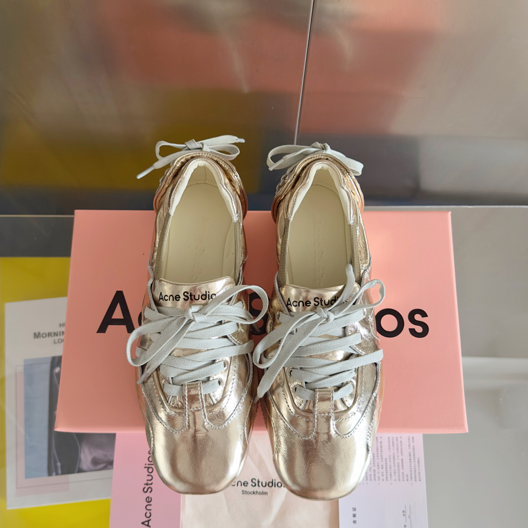 Acne Studios Lace-Up Ballet Sneakers Silver