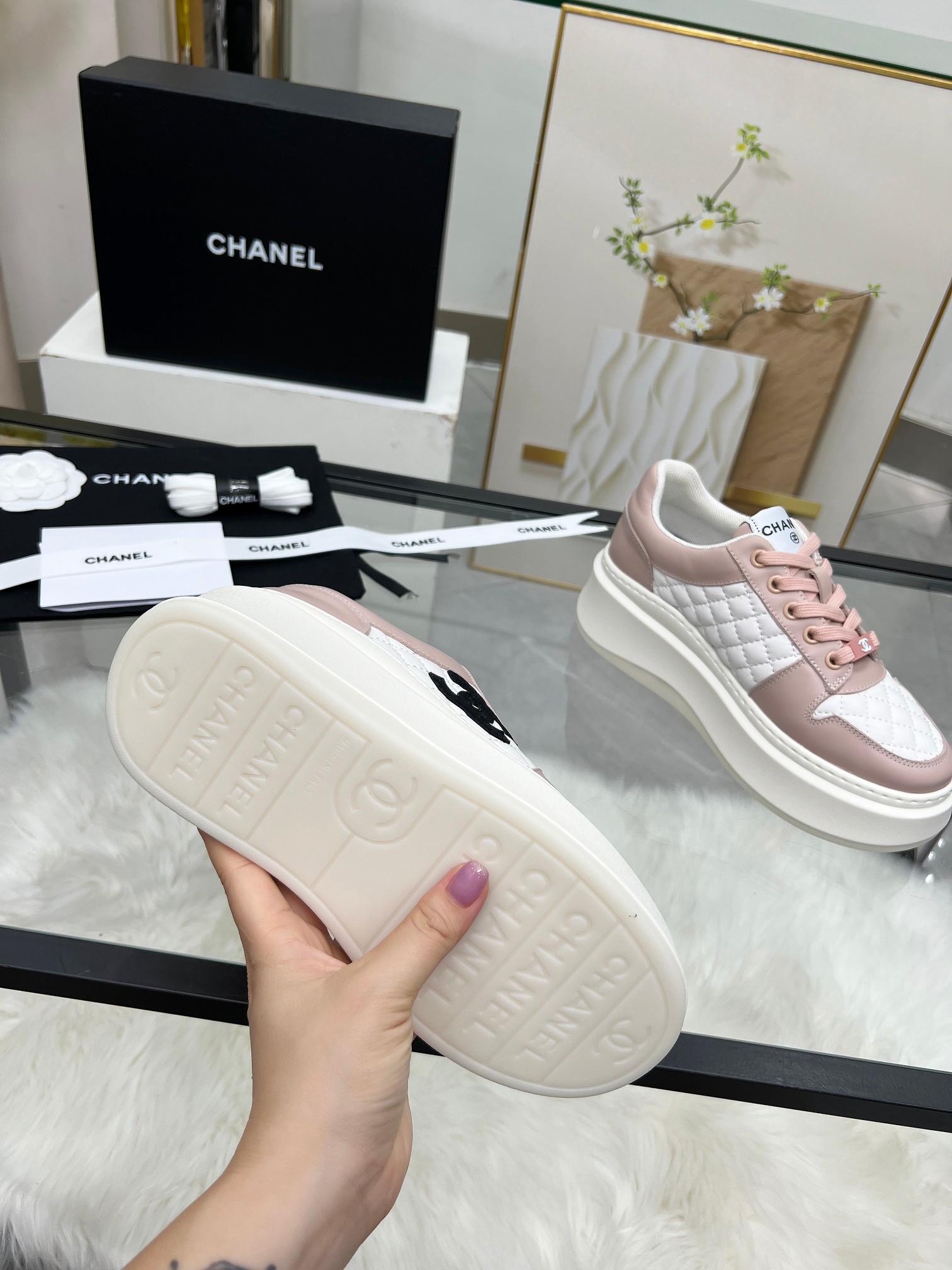 Chanel 25C Platform Sneakers Pink