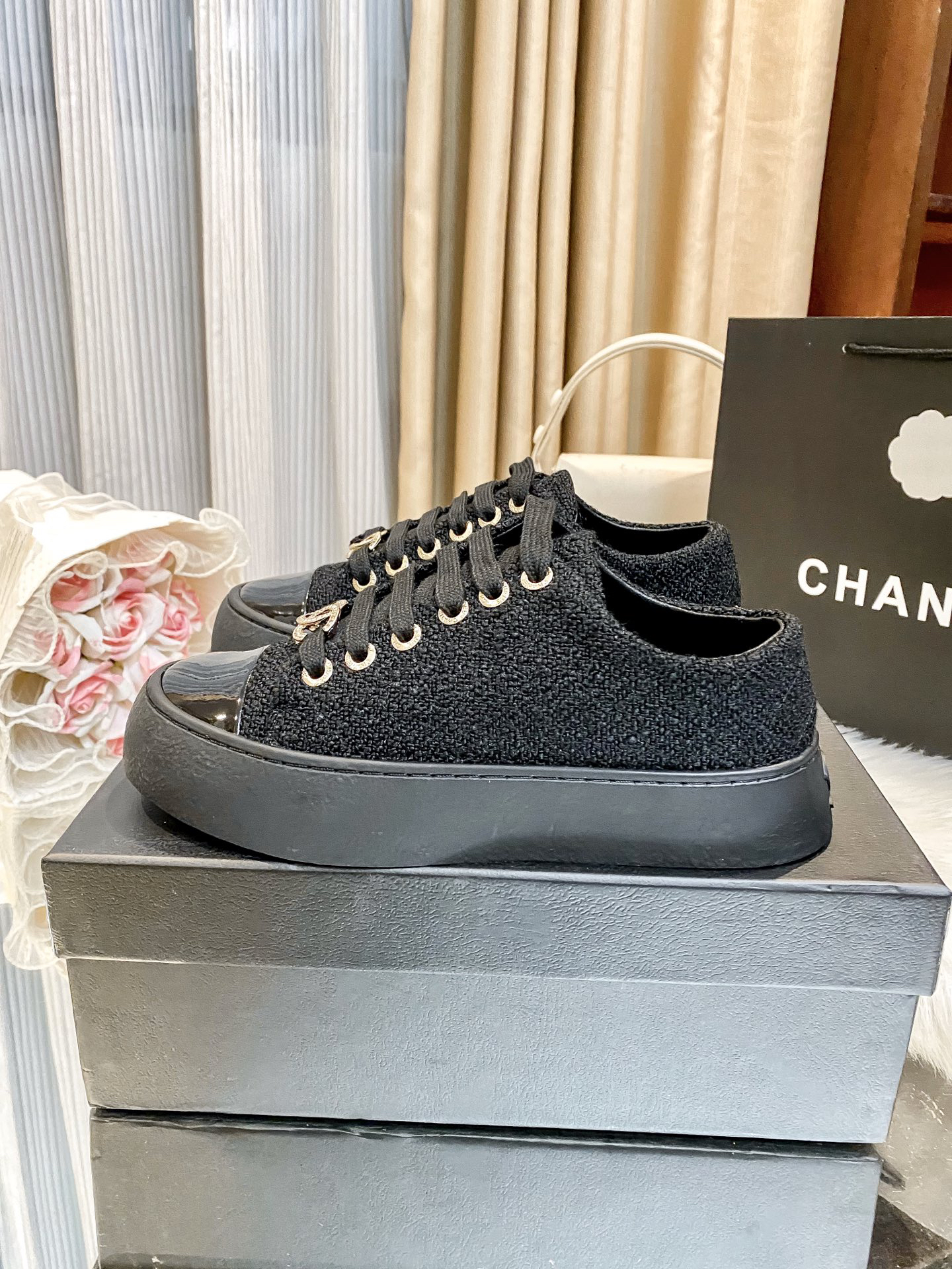 Chanel Woven Platform Sneakers Multicolor