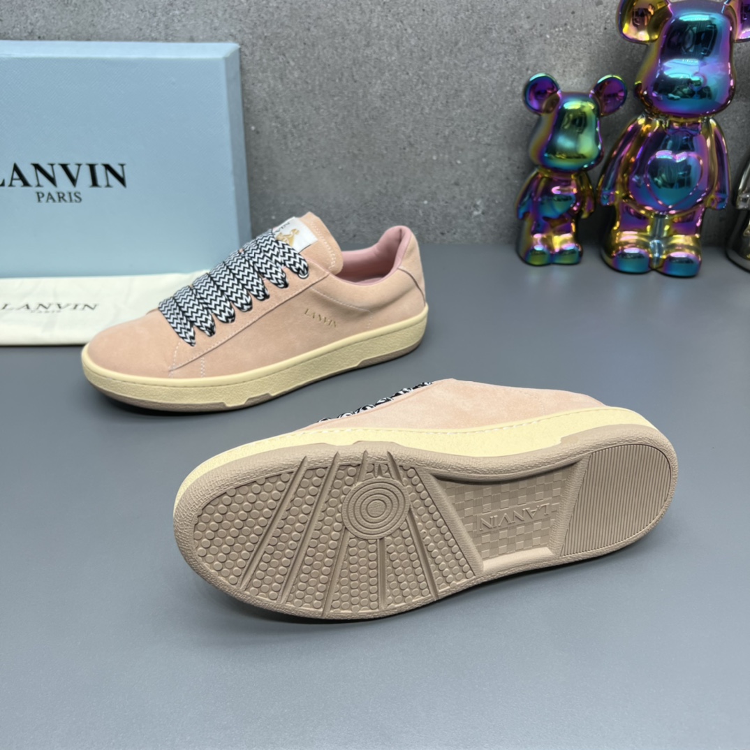 Lanvin Suede Low-Top Sneakers Beige