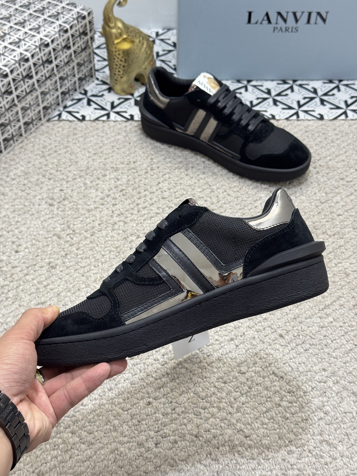 Lanvin Paris Lace-Up Sneakers Black