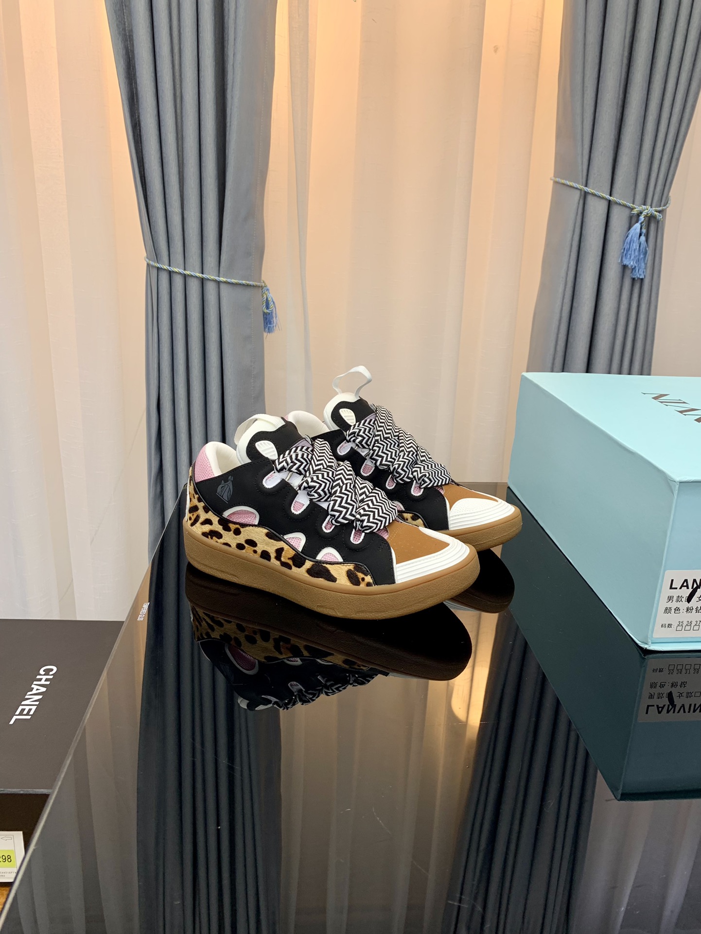 Lanvin Curb Low Leather Sneakers Multicolor