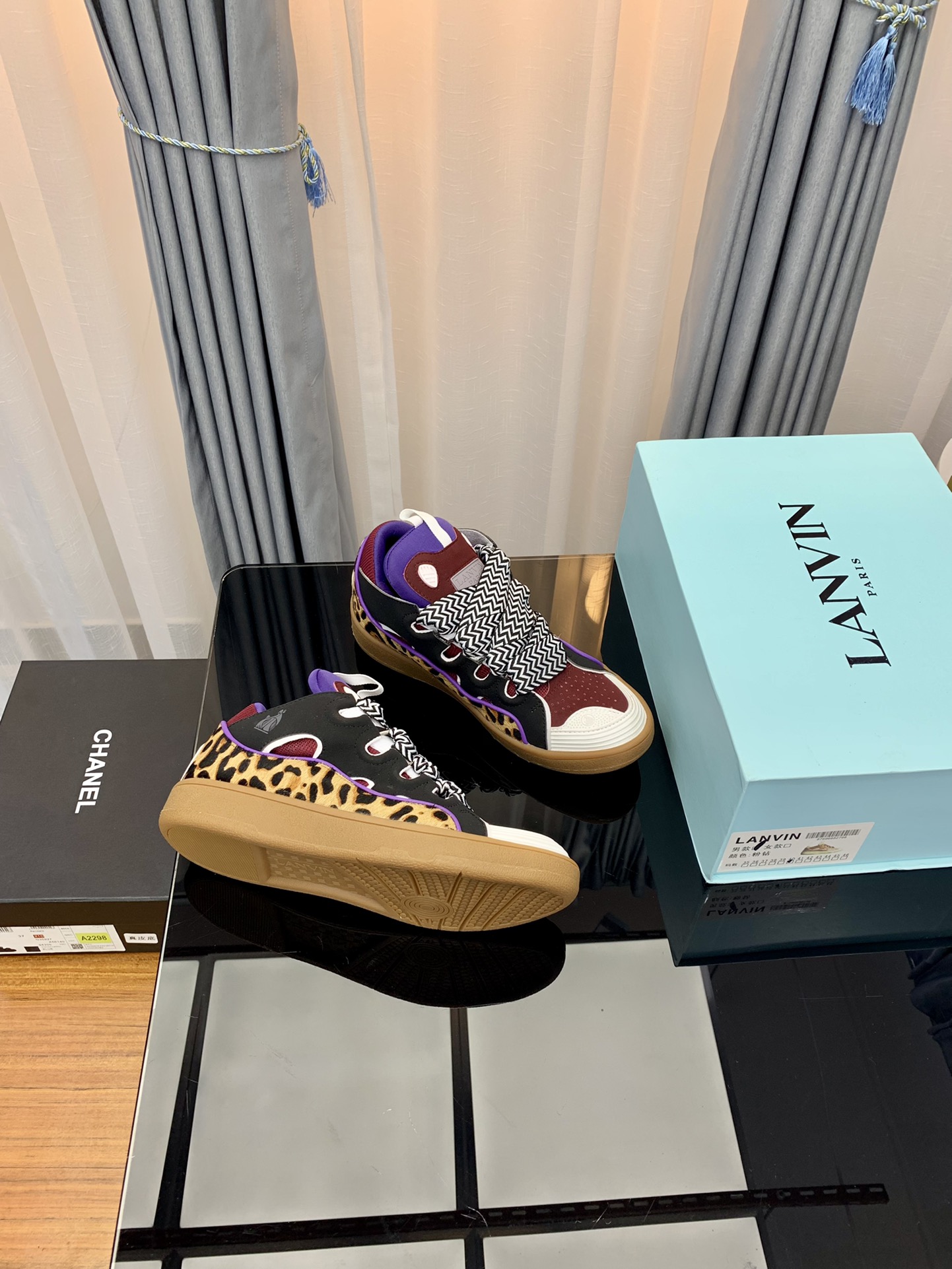 LANVIN Curb Low Sneakers Leopard Multicolor
