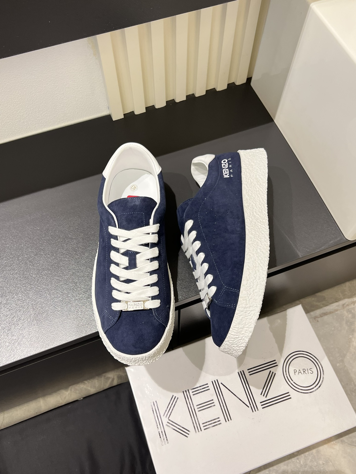 Kenzo Paris Suede Low-Top Sneakers Navy