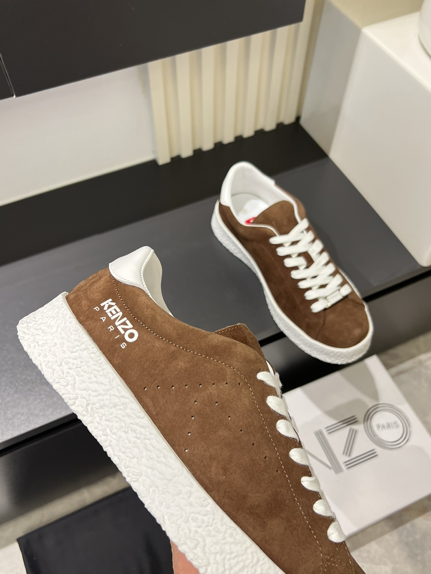 Kenzo Suede Low-Top Sneakers Brown