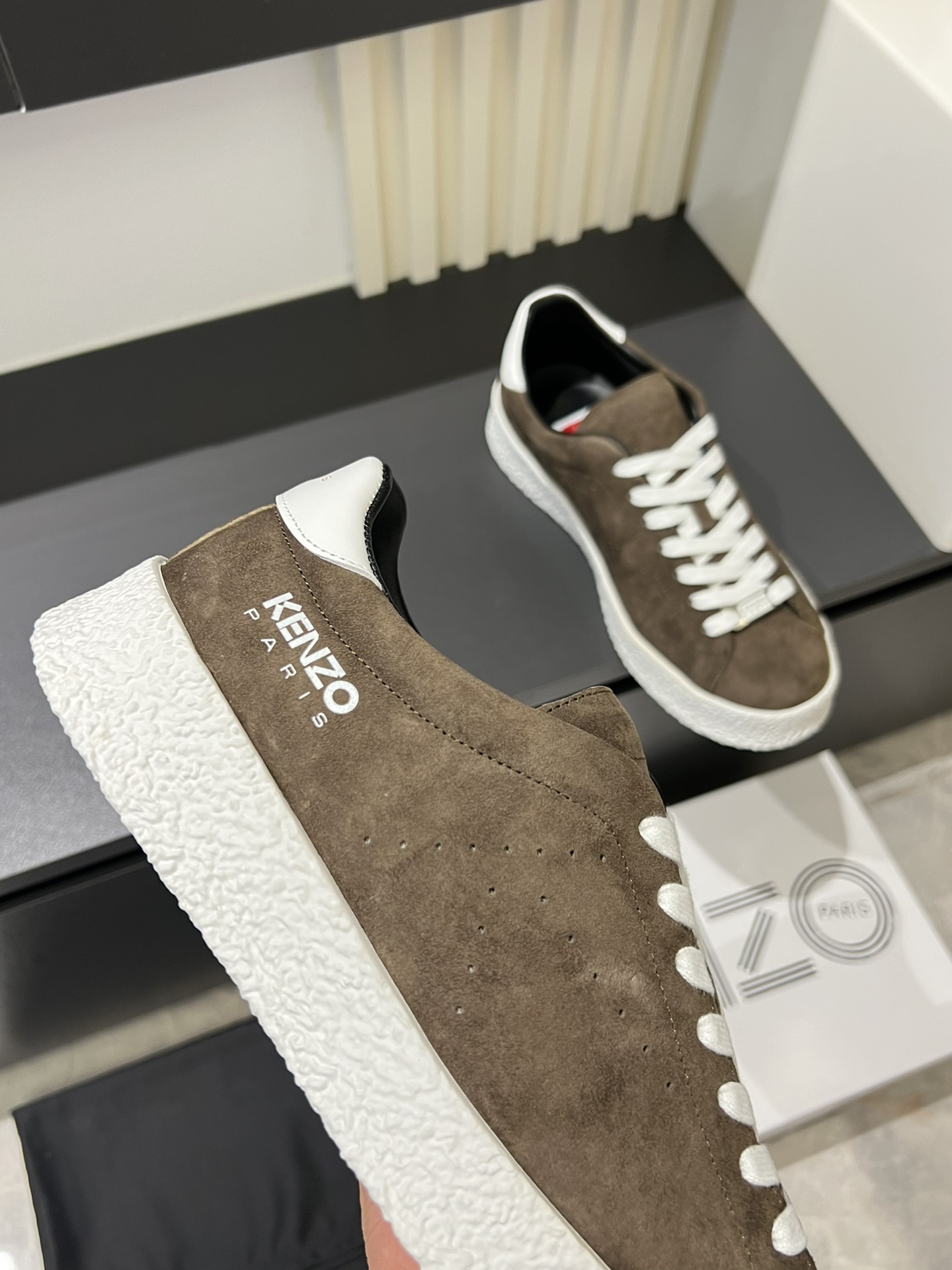 KENZO Suede Low-Top Sneakers Brown