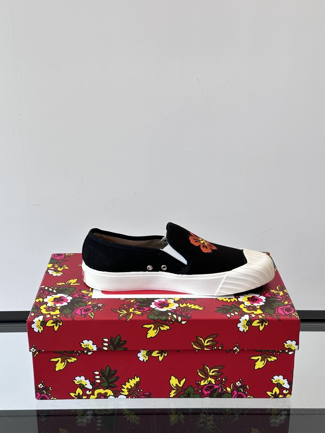 Kenzo Floral Canvas Slip-On Sneakers Black