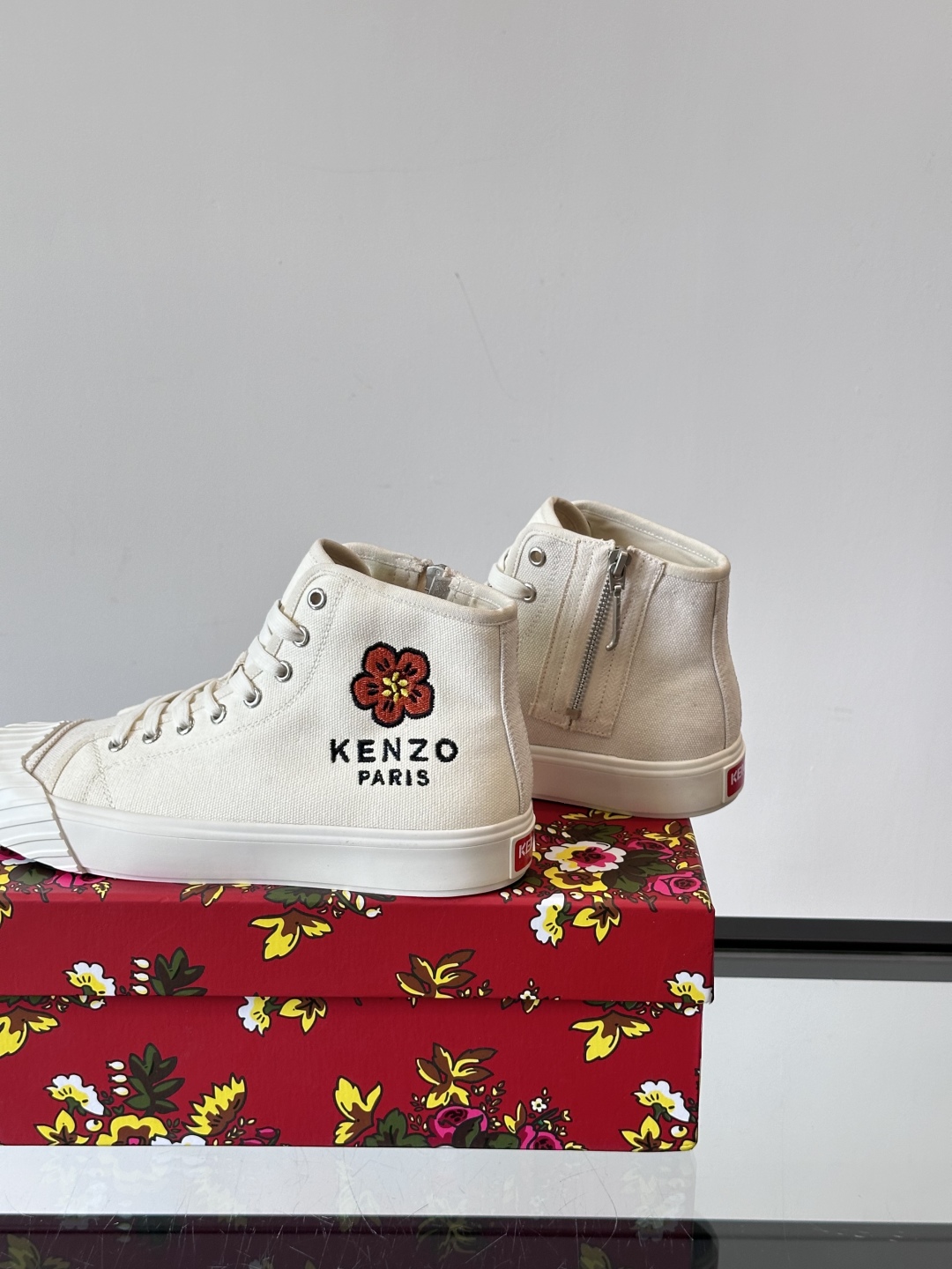 Kenzo Canvas High-Top Sneakers Beige