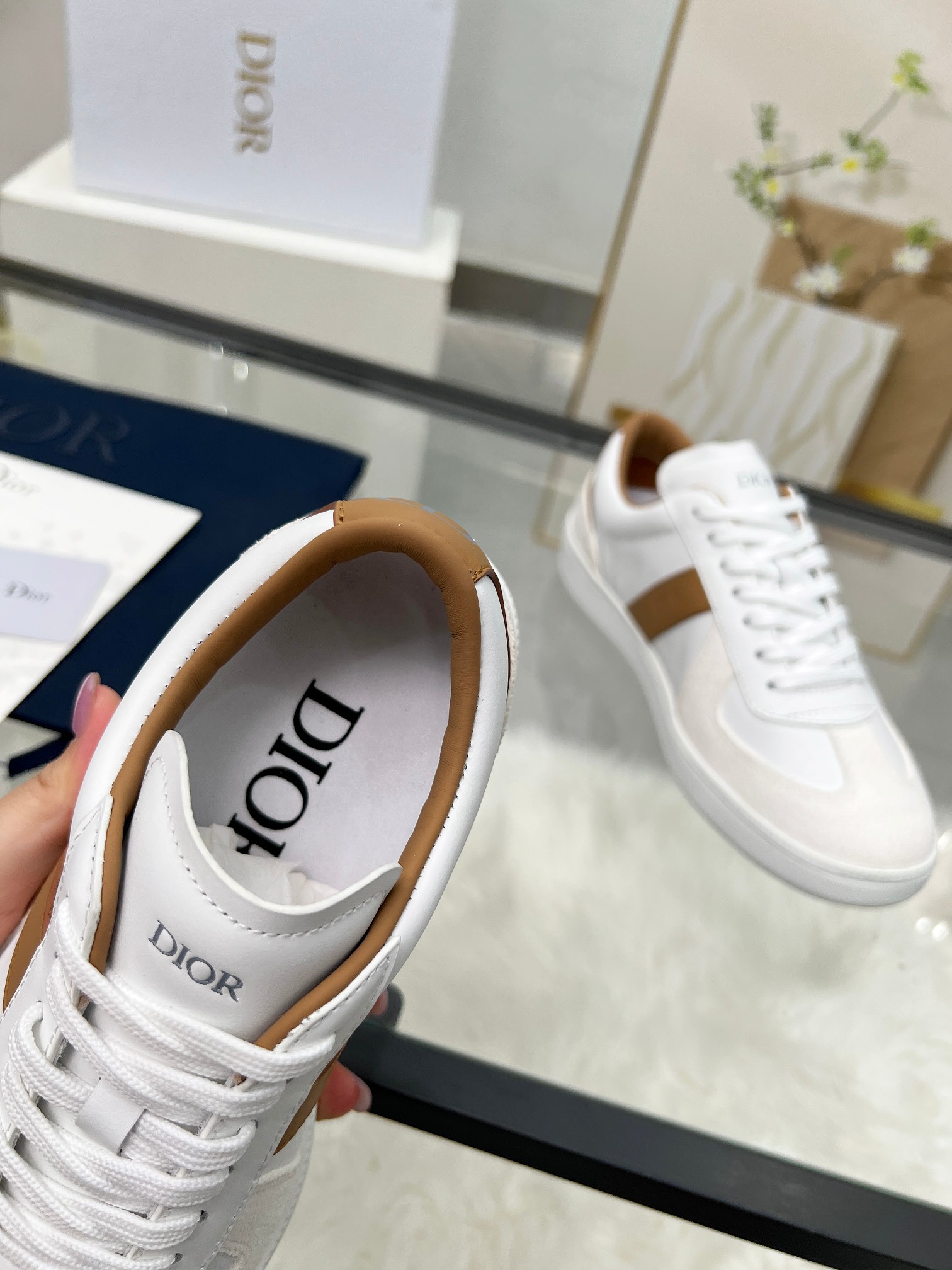 Dior B01 Trainer Sneakers White/Tan
