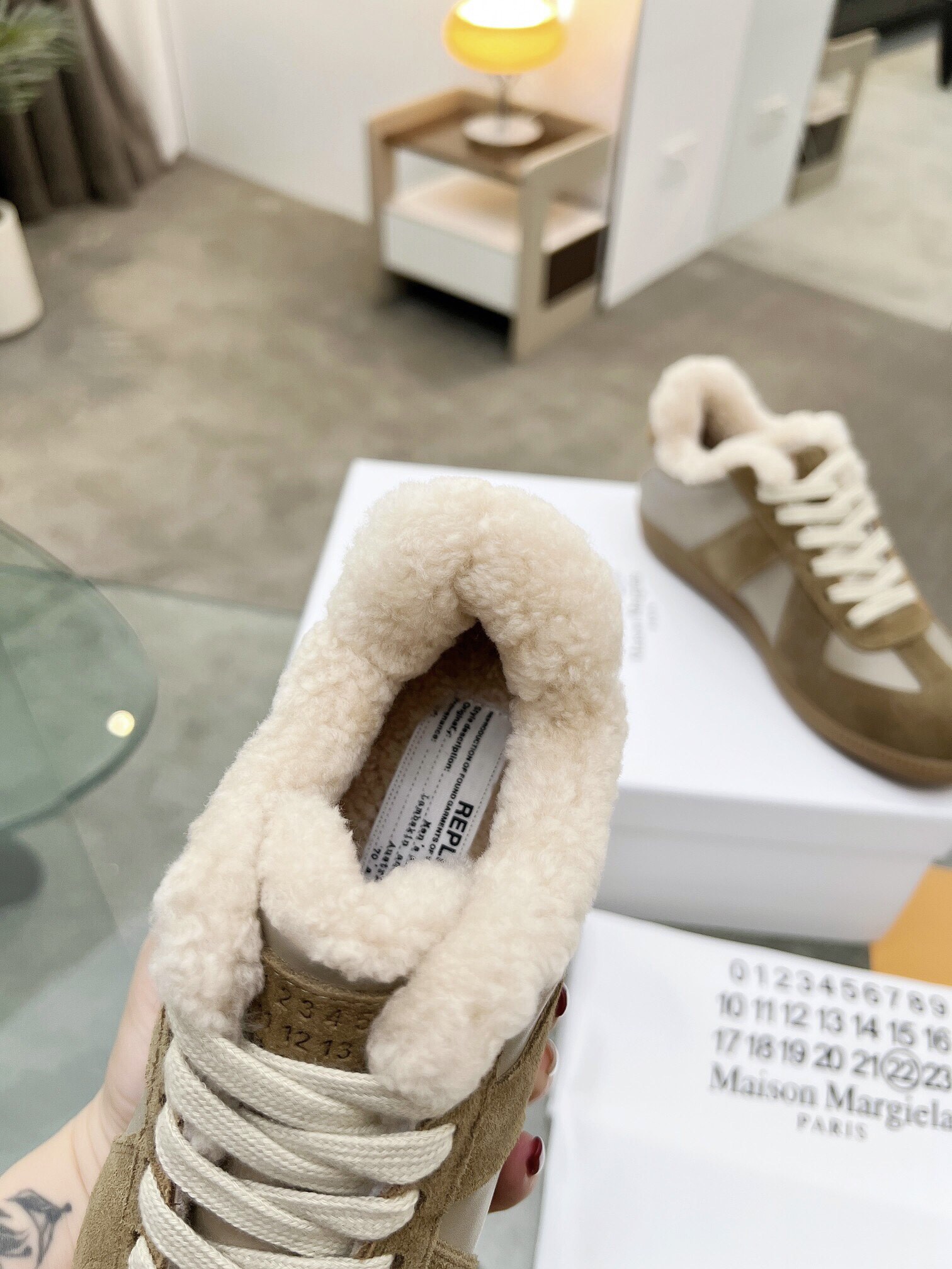 MM6 German Trainer Wool Lined Sneakers Beige