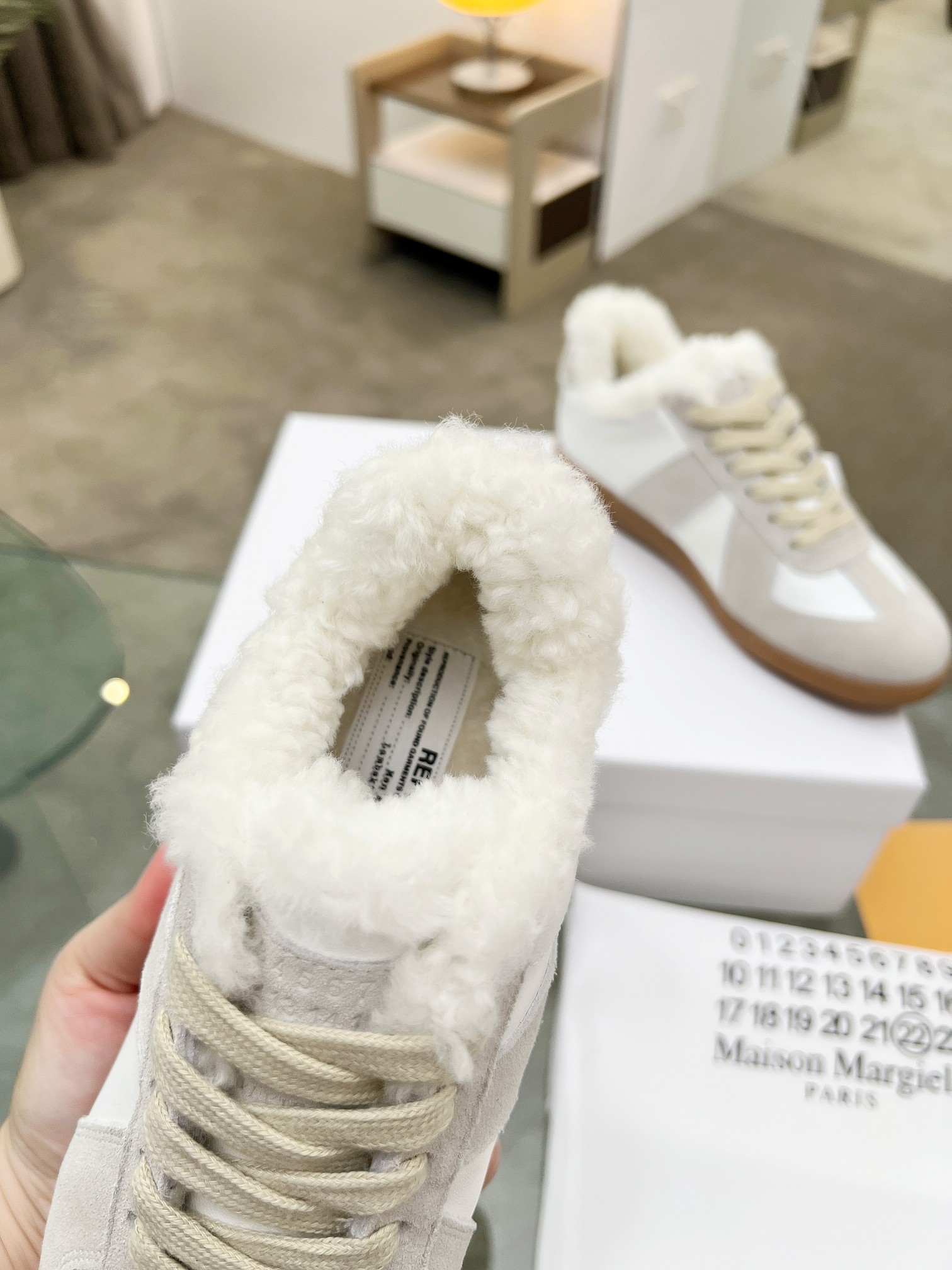 MM6 Shearling GAT Sneakers White