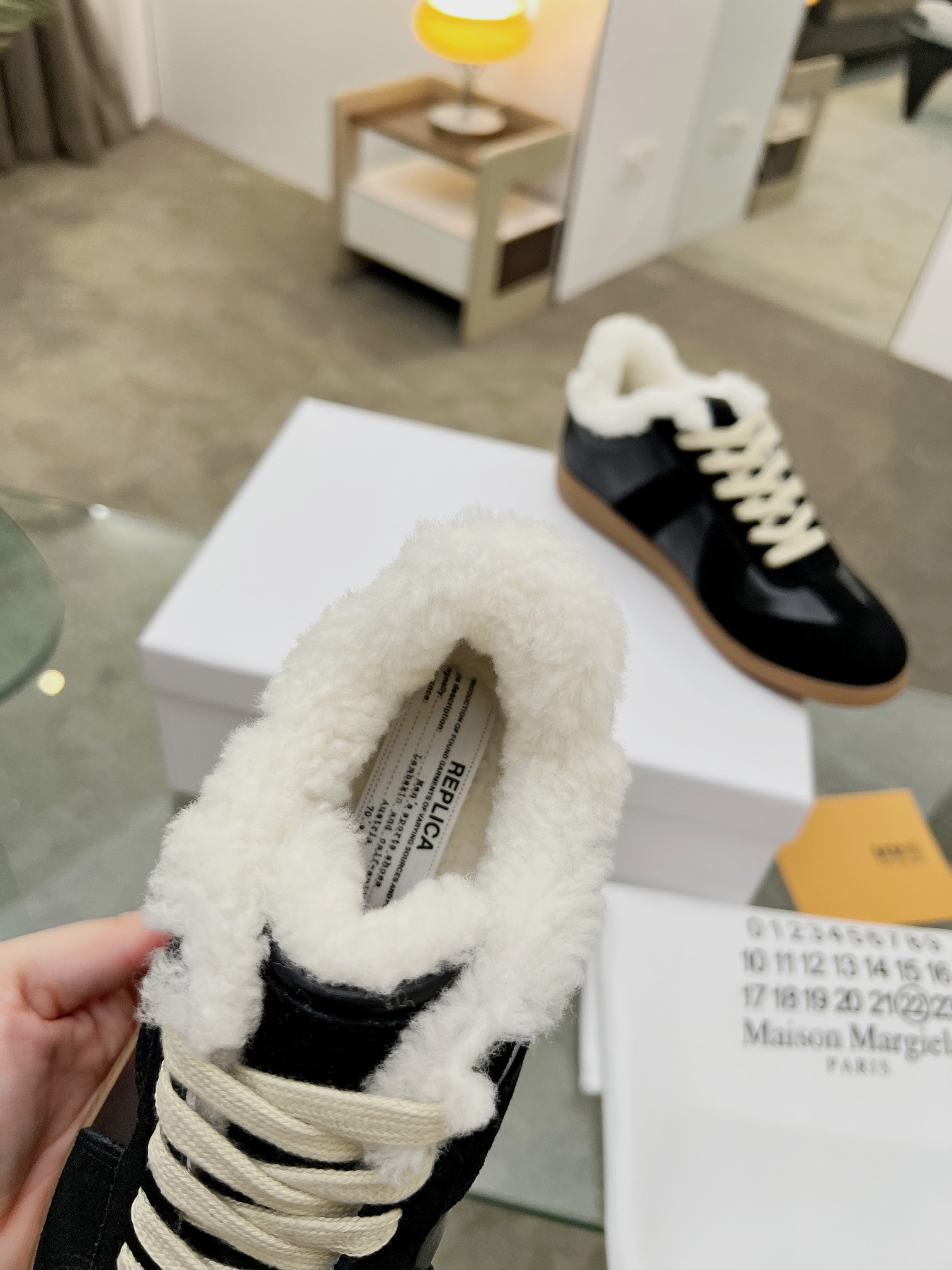 MM6 Shearling GAT Trainers Black