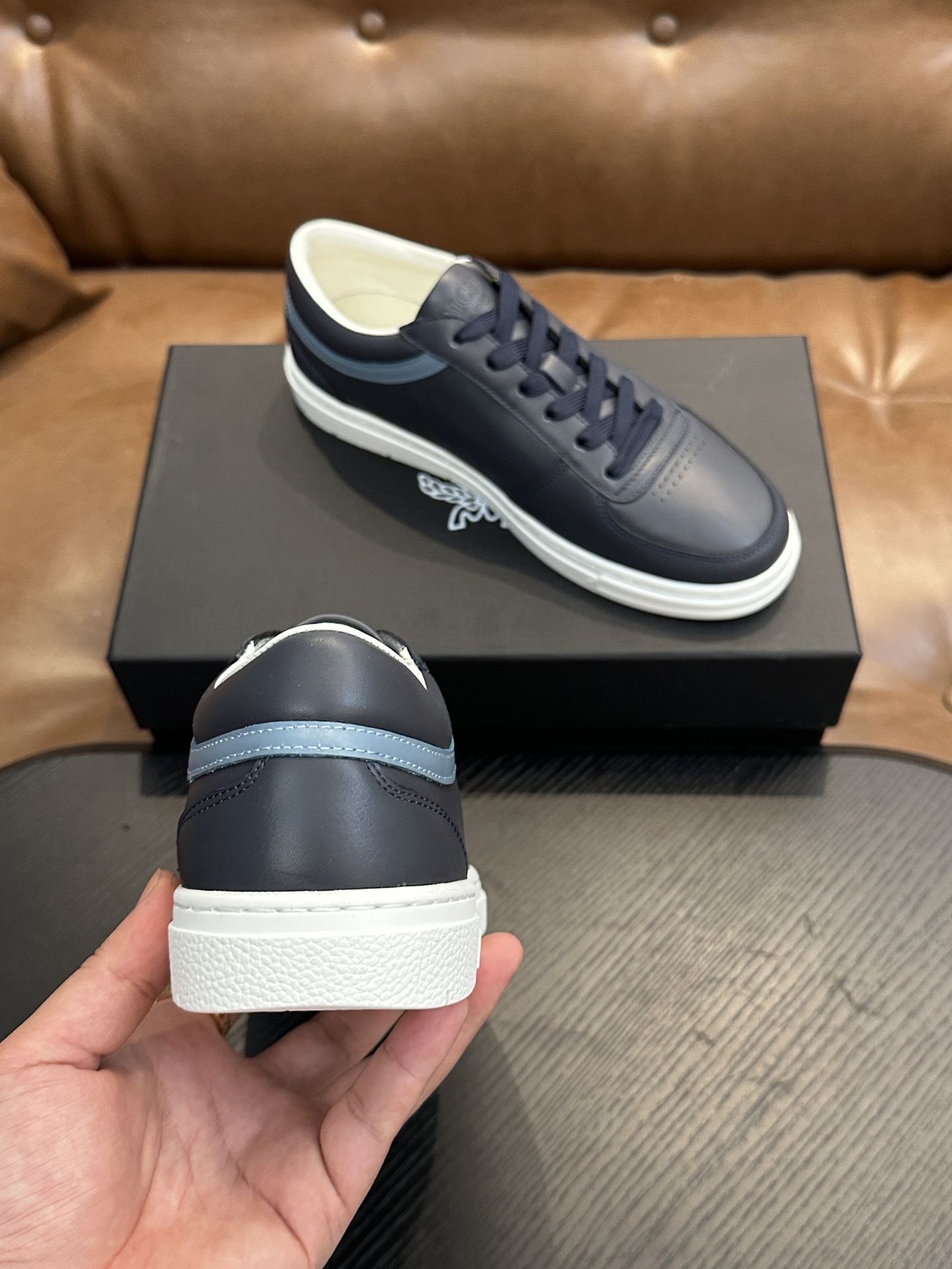 MCM Skystream Cubic Monogram Sneakers Navy