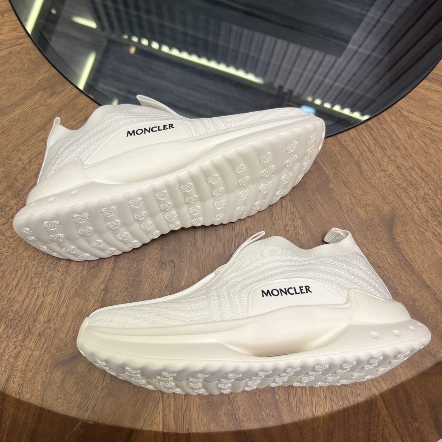 Moncler Knit Slip-On Sneakers White