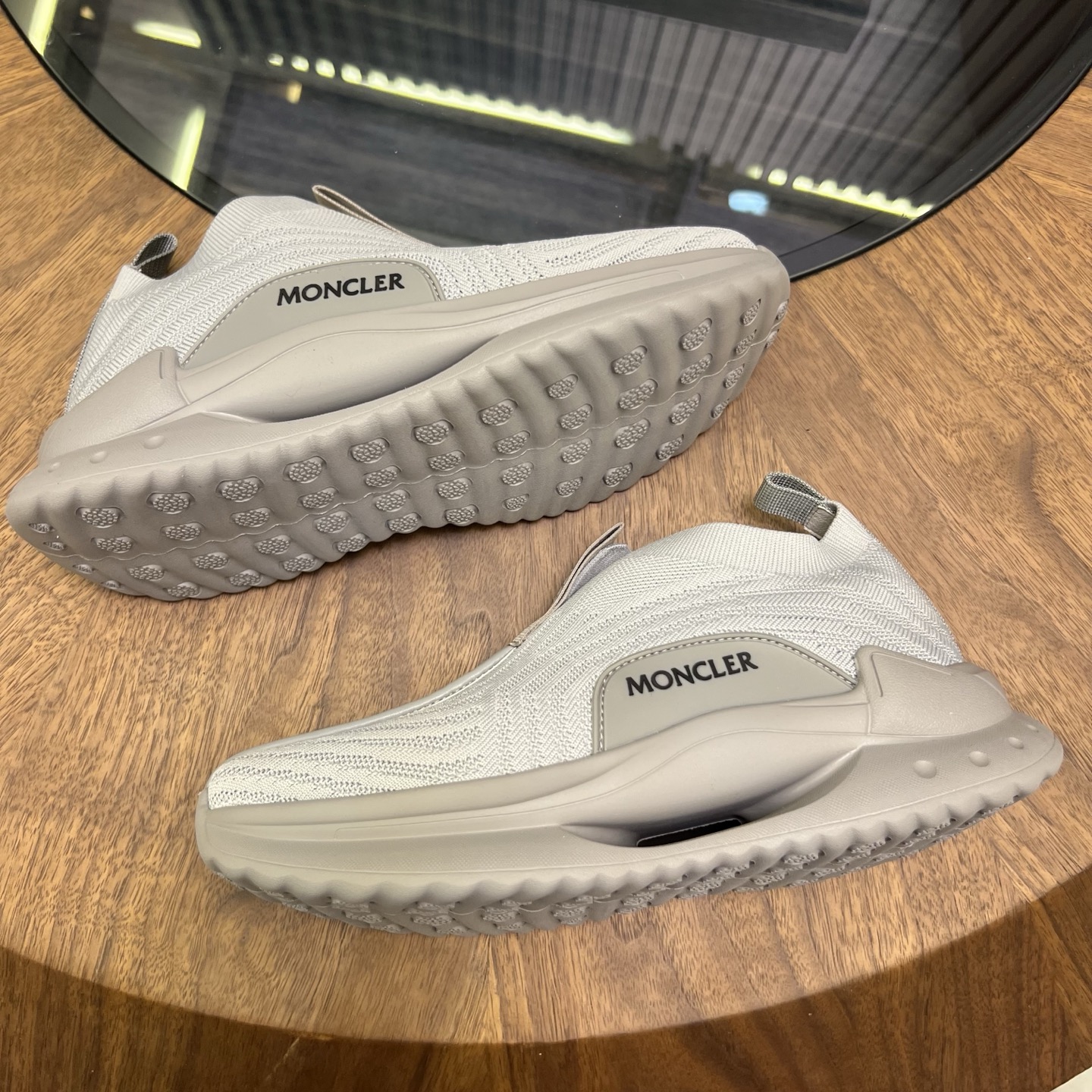Moncler Knit Slip-On Sneakers White