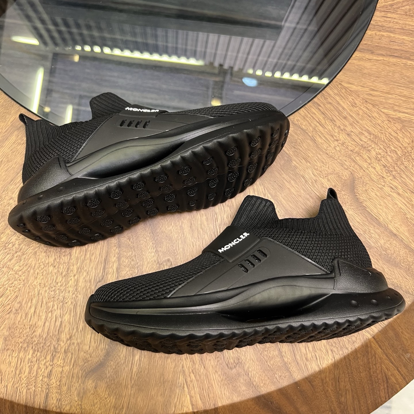 Moncler Knit Slip-On Sneakers Black