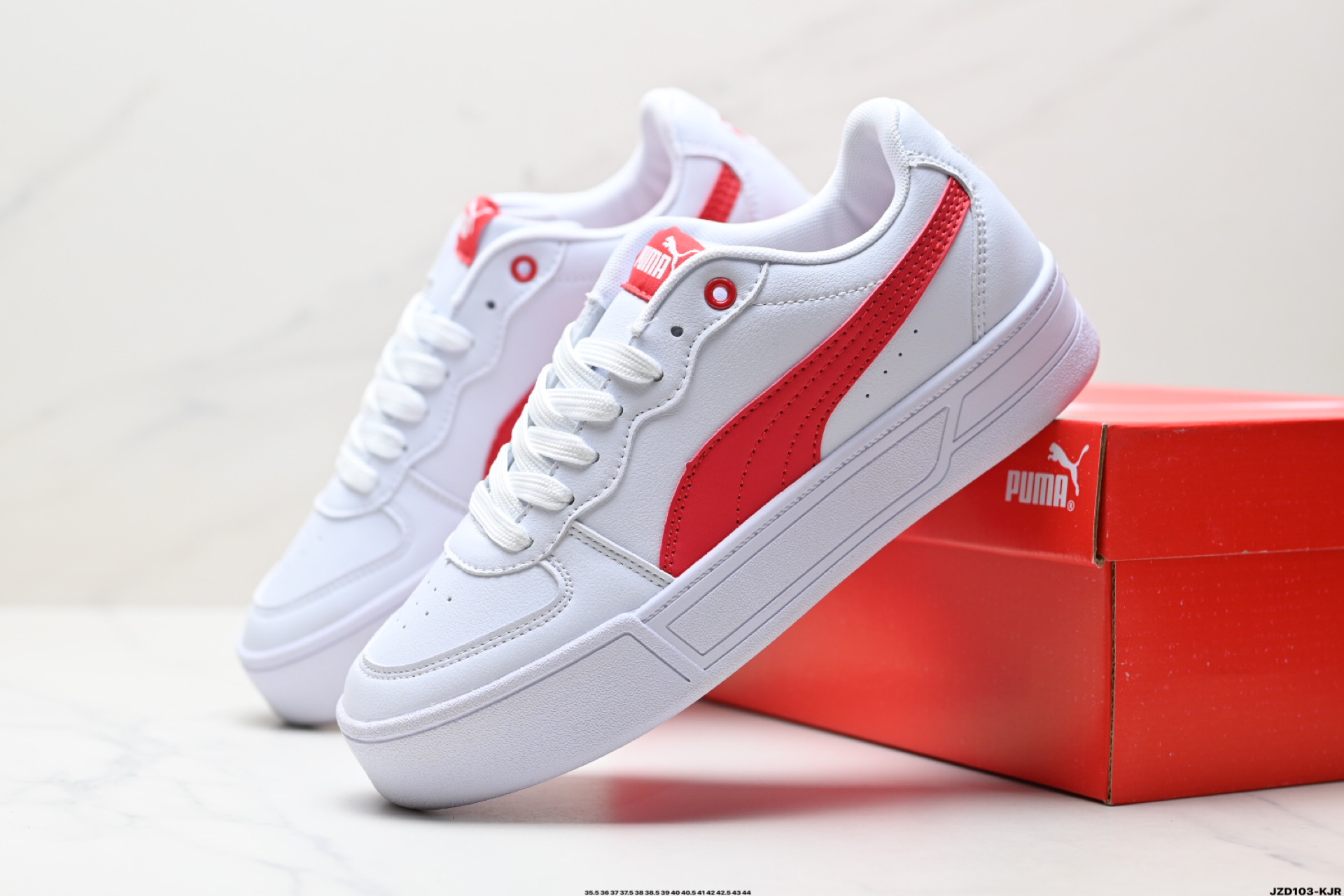 Puma Skye Leather Platform Sneakers White/Red