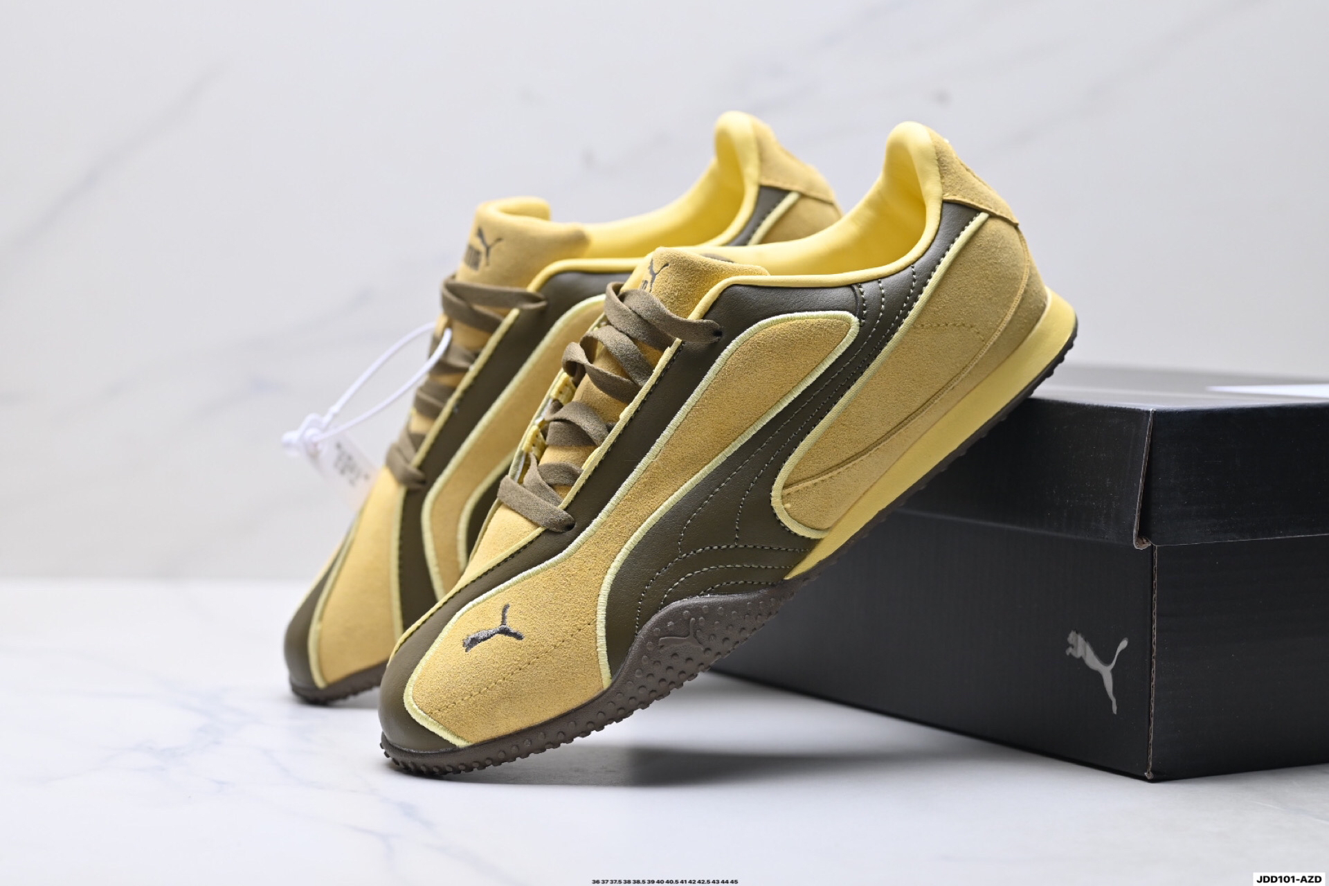 PUMA Bella V2 Leather Low-Top Trainer Yellow/Olive