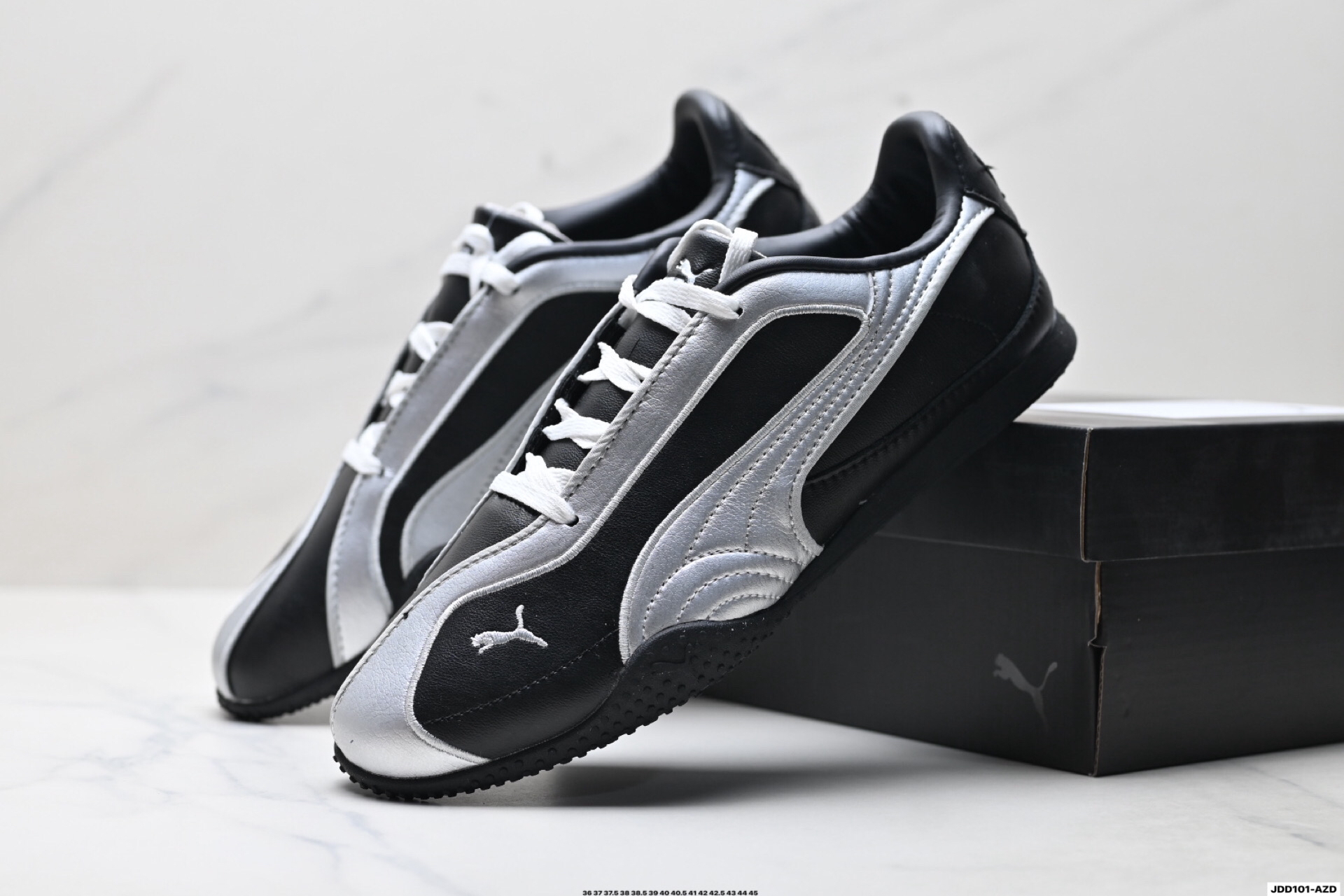 PUMA Bella V2 Leather Low-Top Trainers Black/Silver