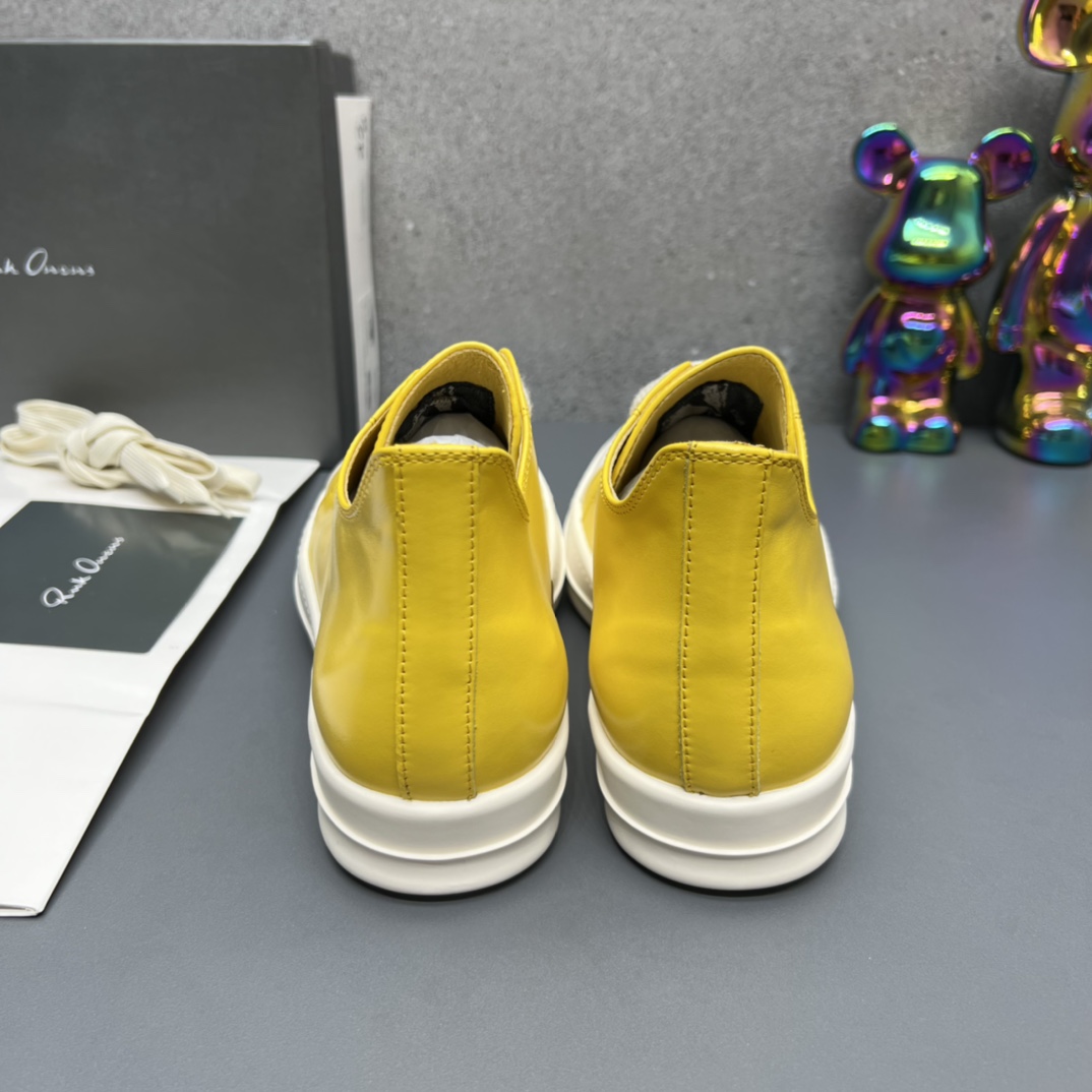 Rick Owens Low-Top Leather Sneakers Yellow
