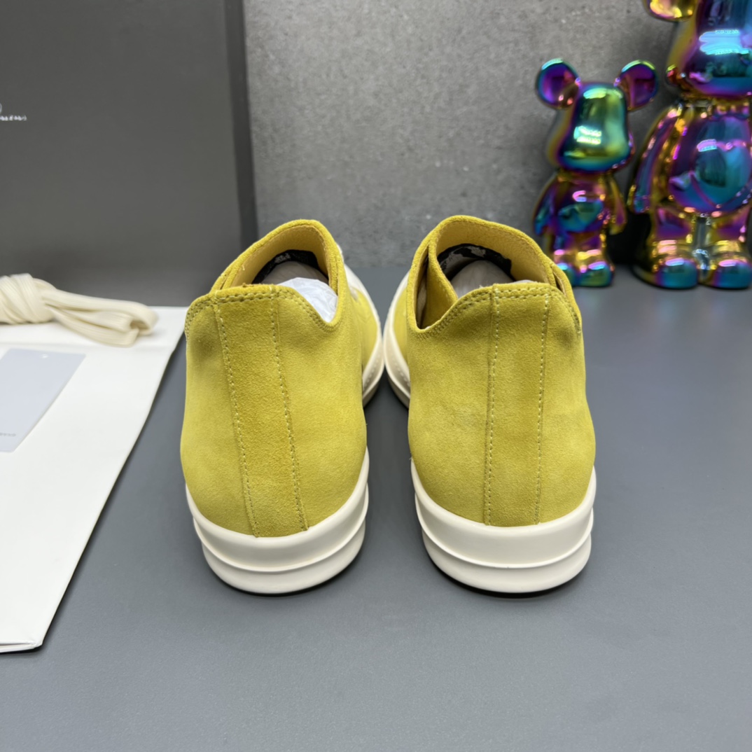 Rick Owens Suede Low-Top Sneakers Yellow
