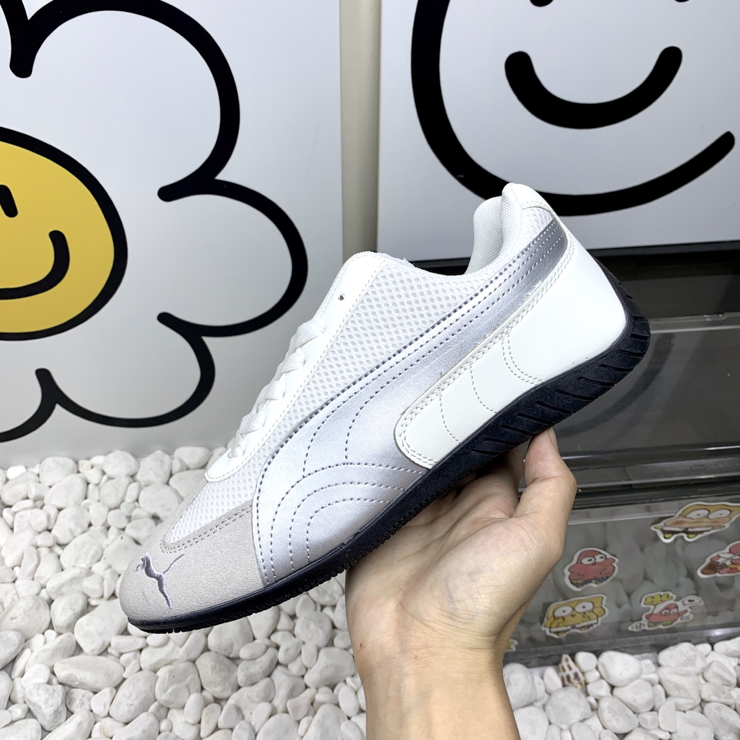 Puma Mesh Low-Top Sneakers White Grey