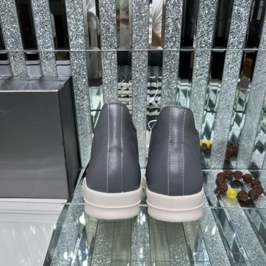 Rick Owens Leather High-Top Sneakers Grey
