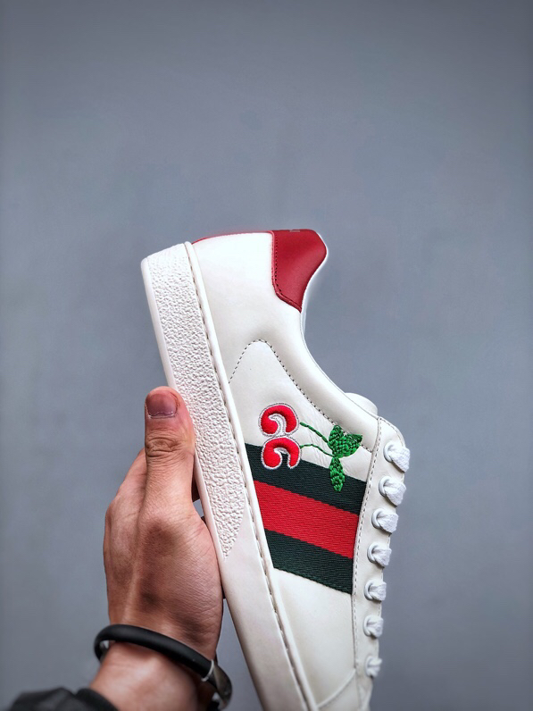 Gucci Ace Bee Leather Sneakers White/Red/Green