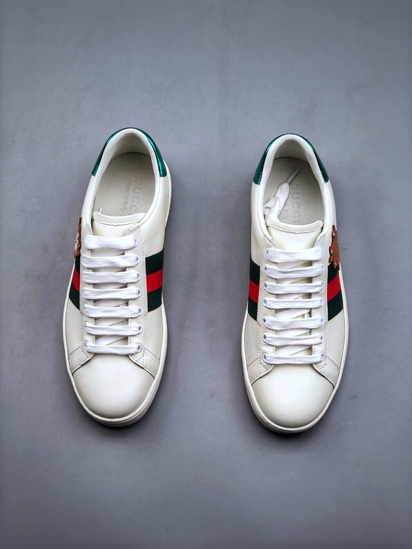 Gucci Ace Bee Leather Sneakers White/Green