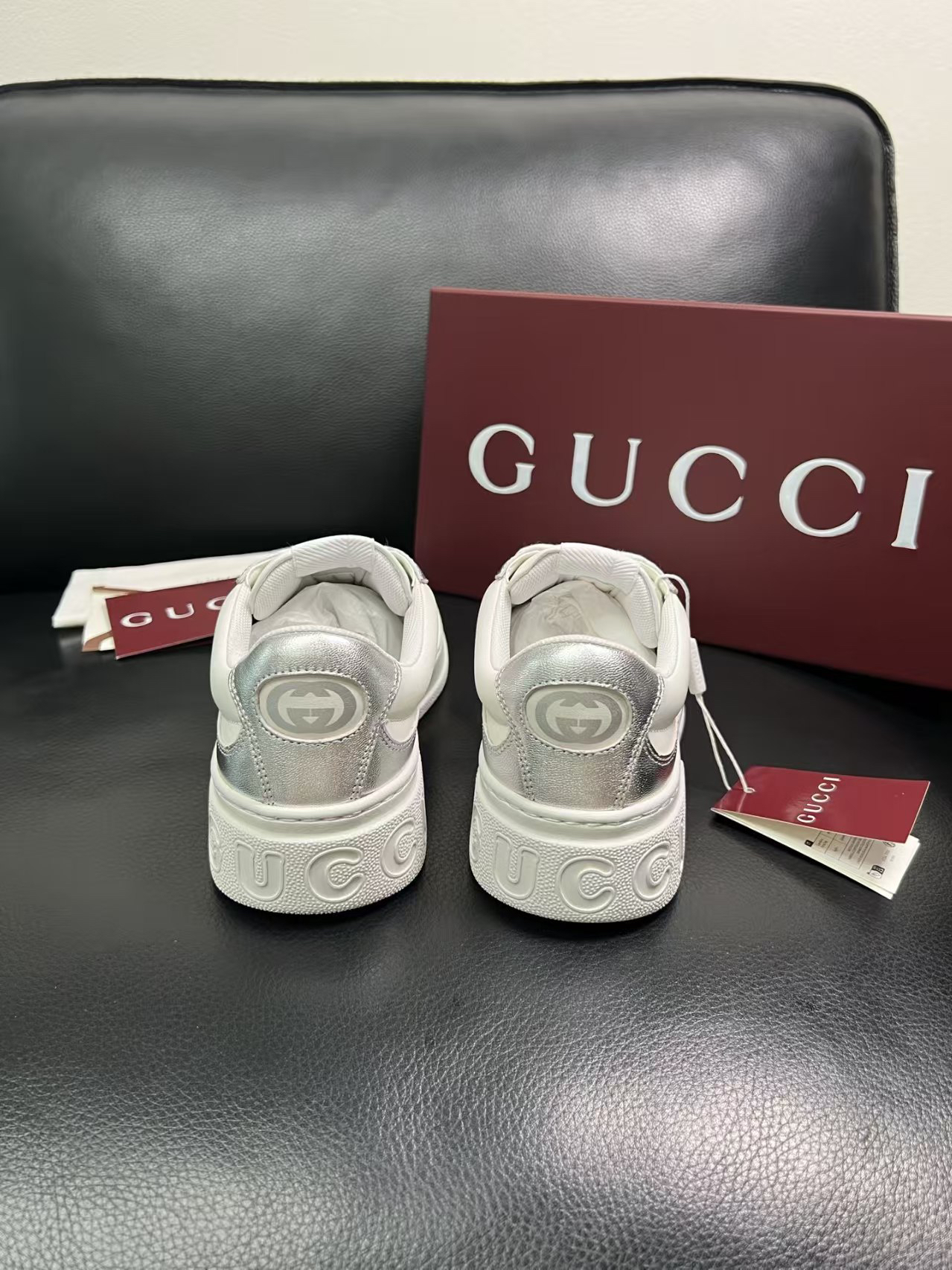 Gucci Platform Sneaker White Silver