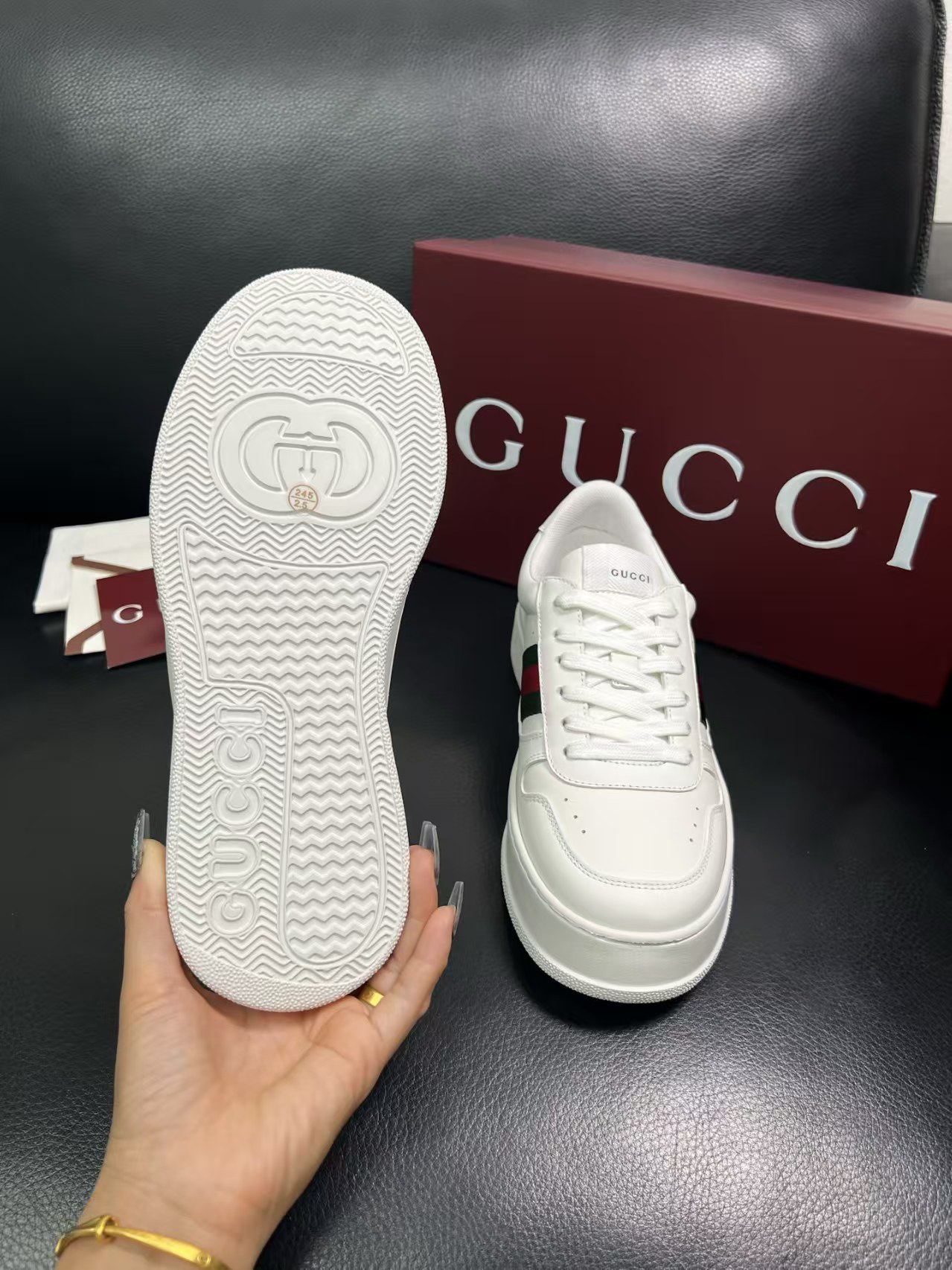 Gucci Web Stripe Sneakers White