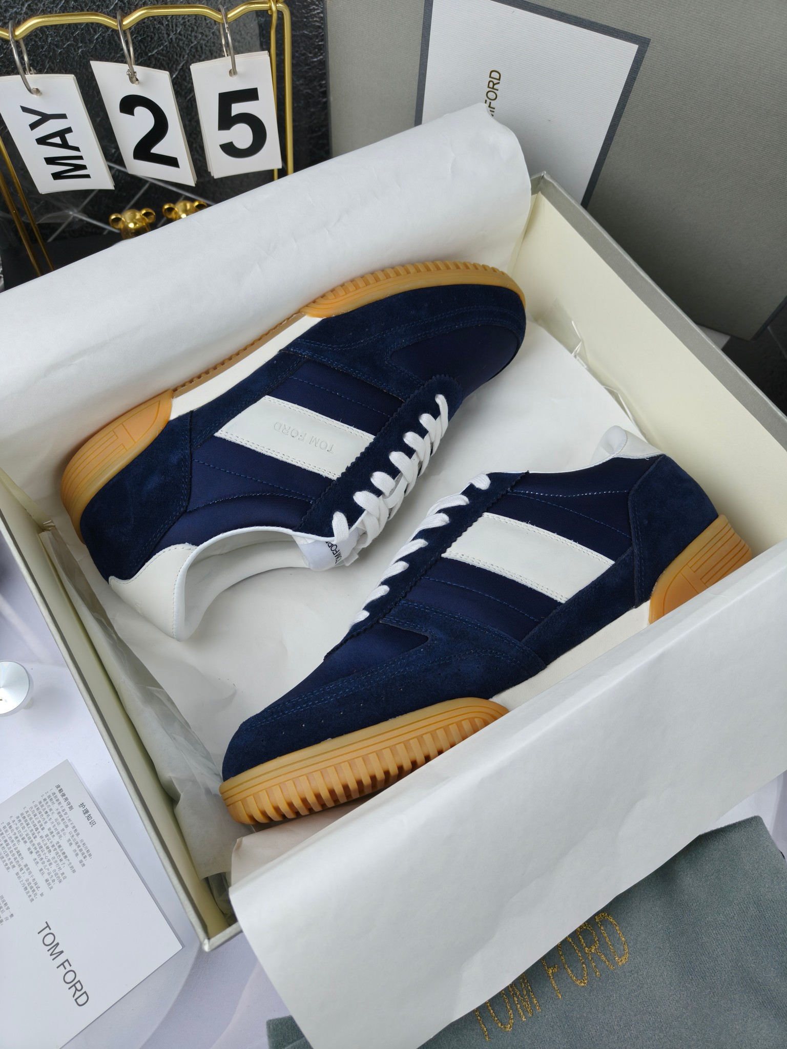 Tom Ford Retro Low-Top Sneakers Navy