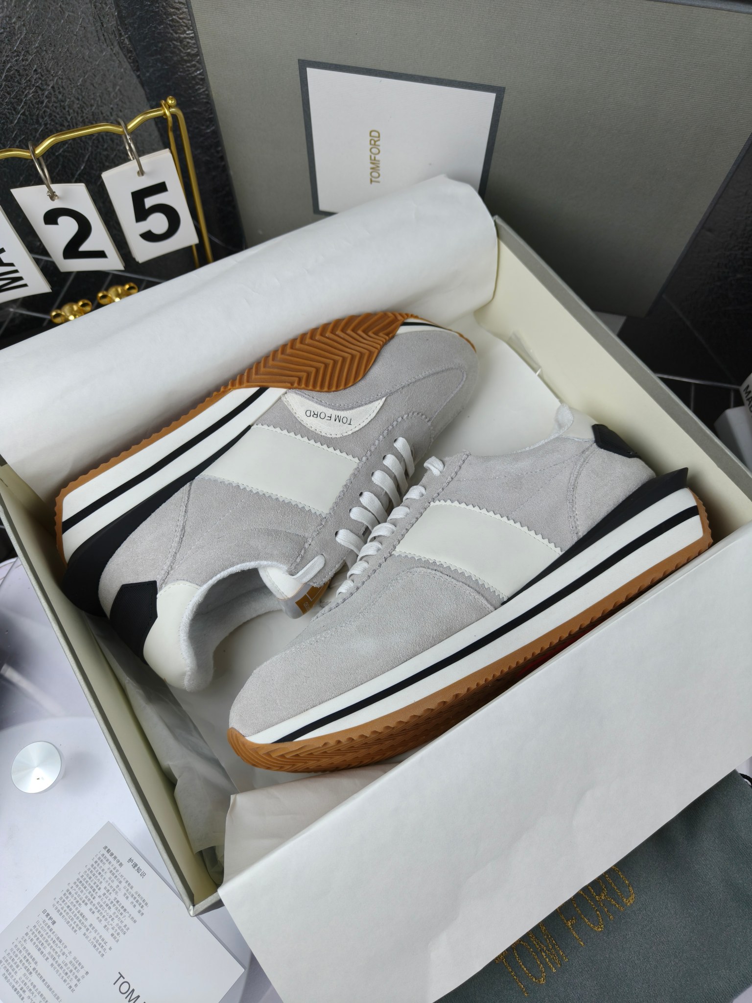 Tom Ford Retro Suede Sneakers Grey