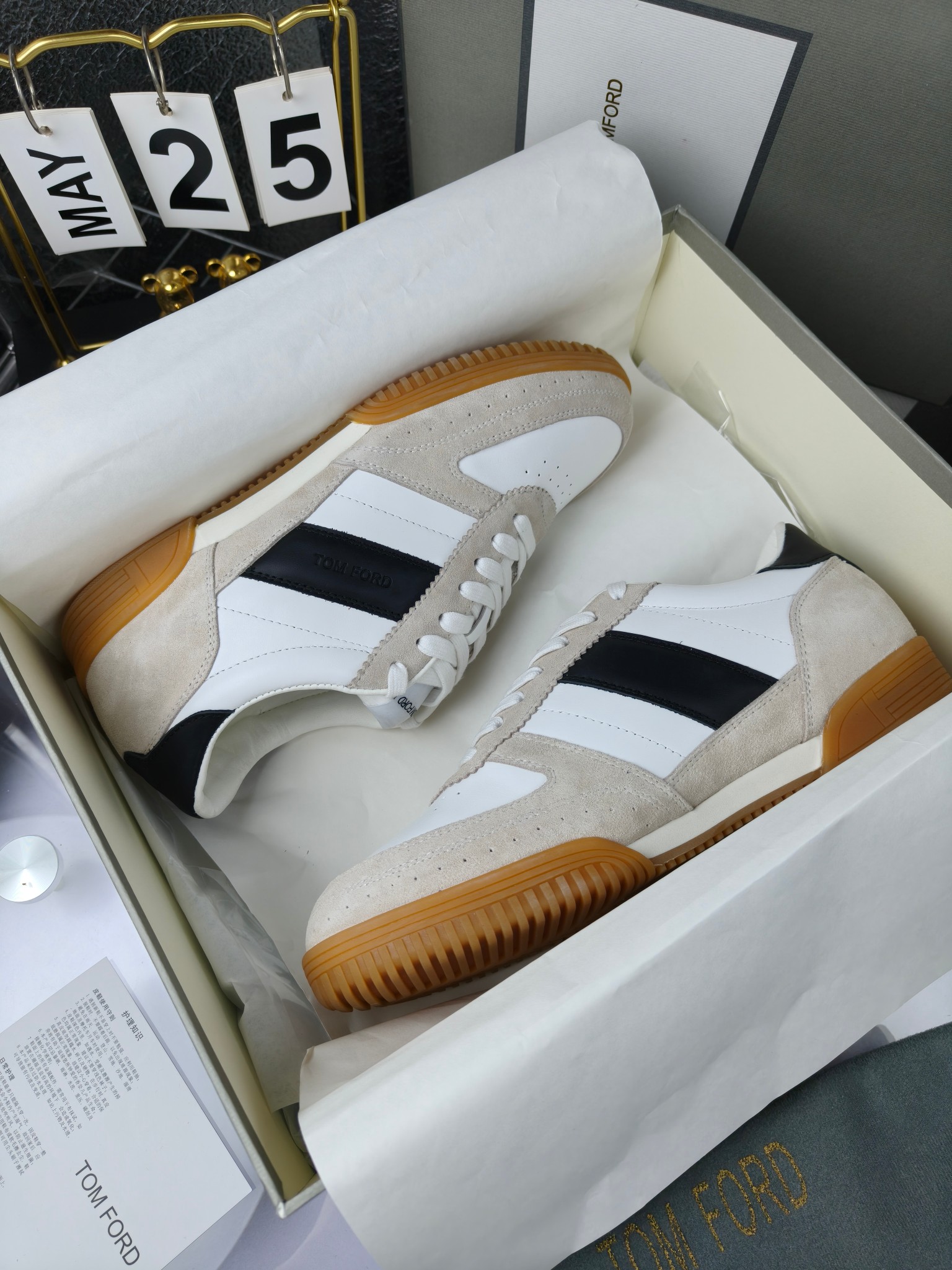 Tom Ford Leather Suede Sneakers Multi-color