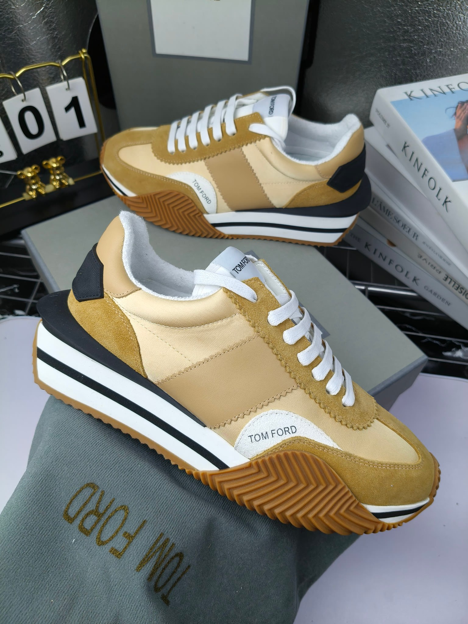 Tom Ford Retro Lift Sneakers Beige