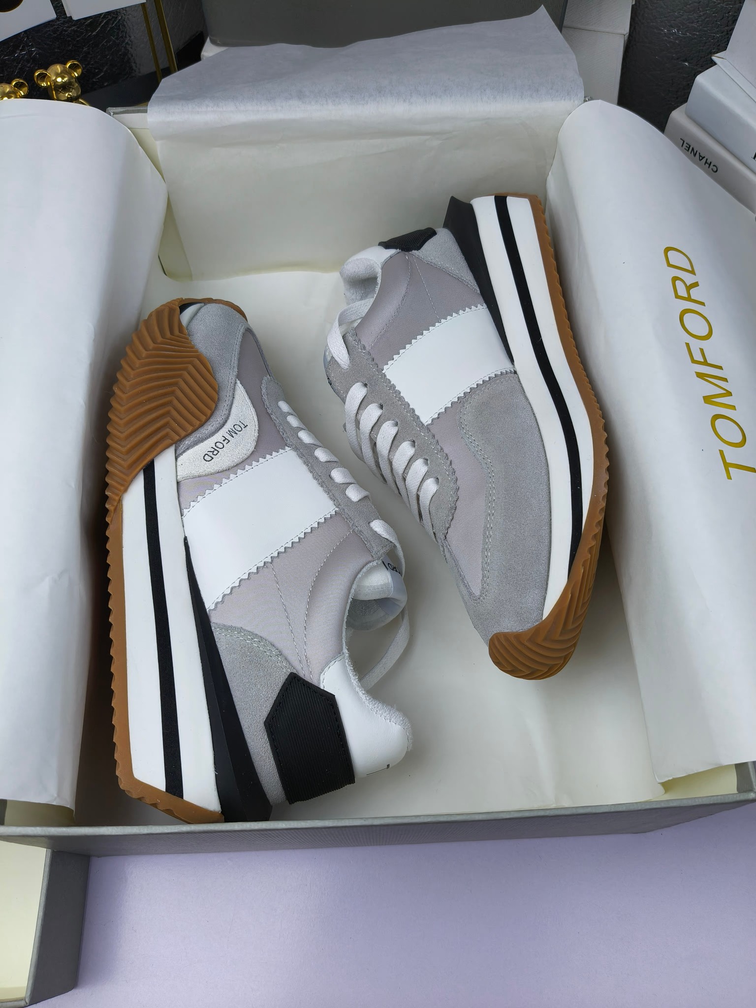 Tom Ford Retro Platform Sneakers Grey/White